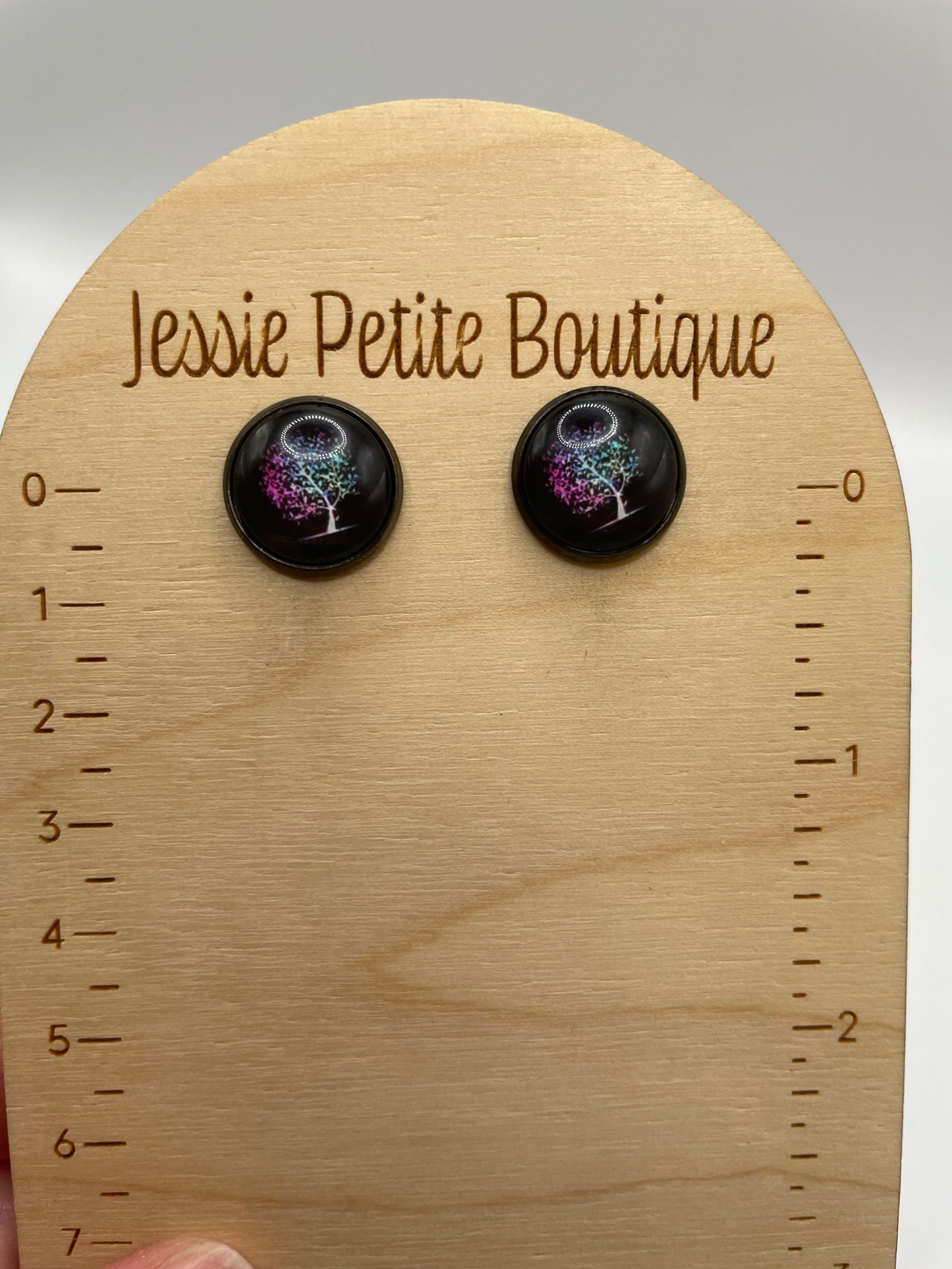 Boutons d’oreilles arbre arc-en-ciel – Acier inoxydable+Sans Nickel