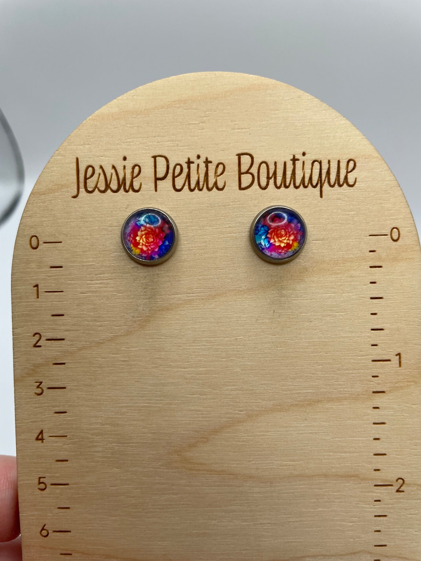 Boutons d’oreilles floraux colorés – Acier inoxydable+Sans Nickel