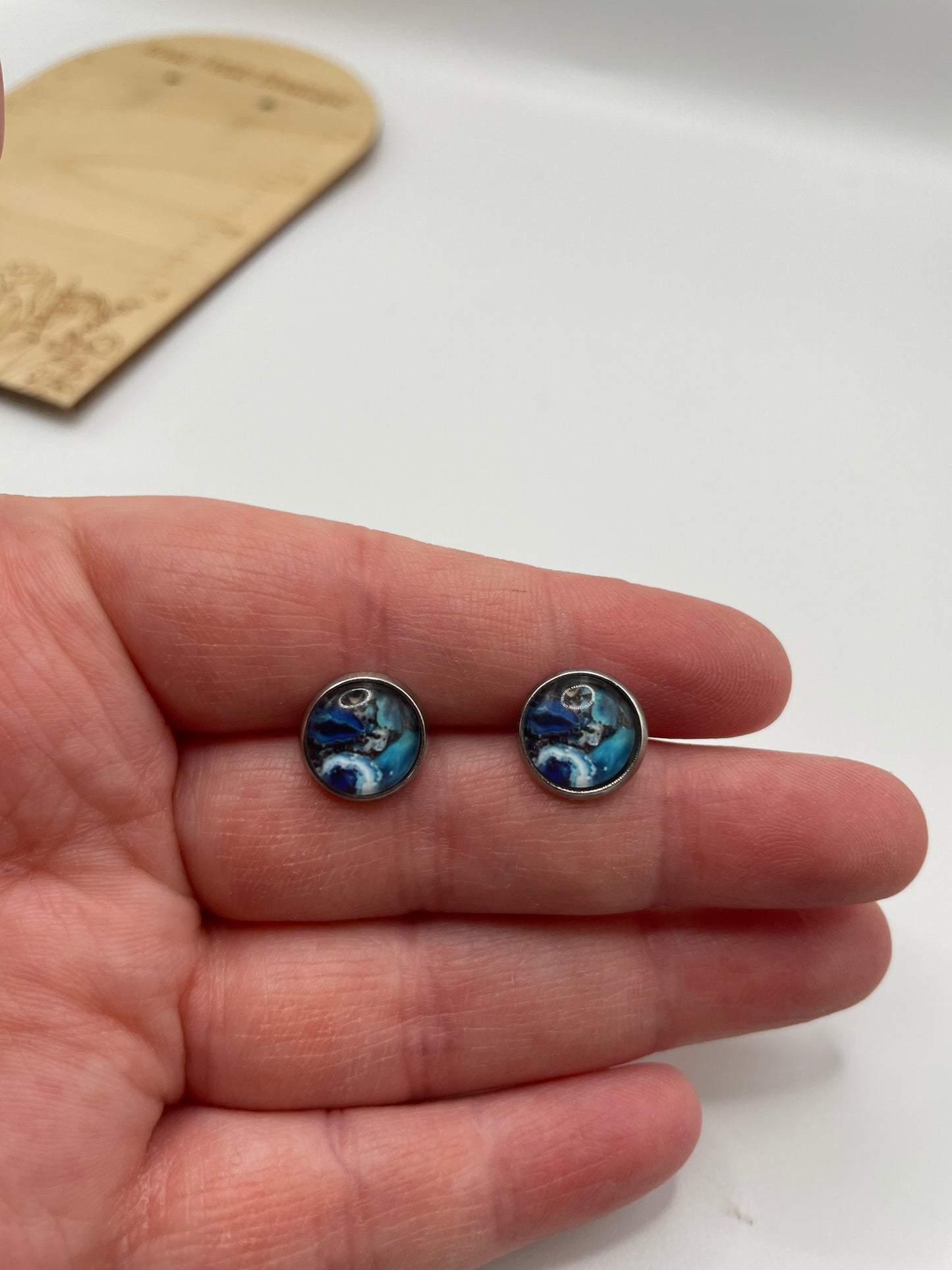 Marble Stud Earrings – Stainless Steel +Nickel Free (4 Options)