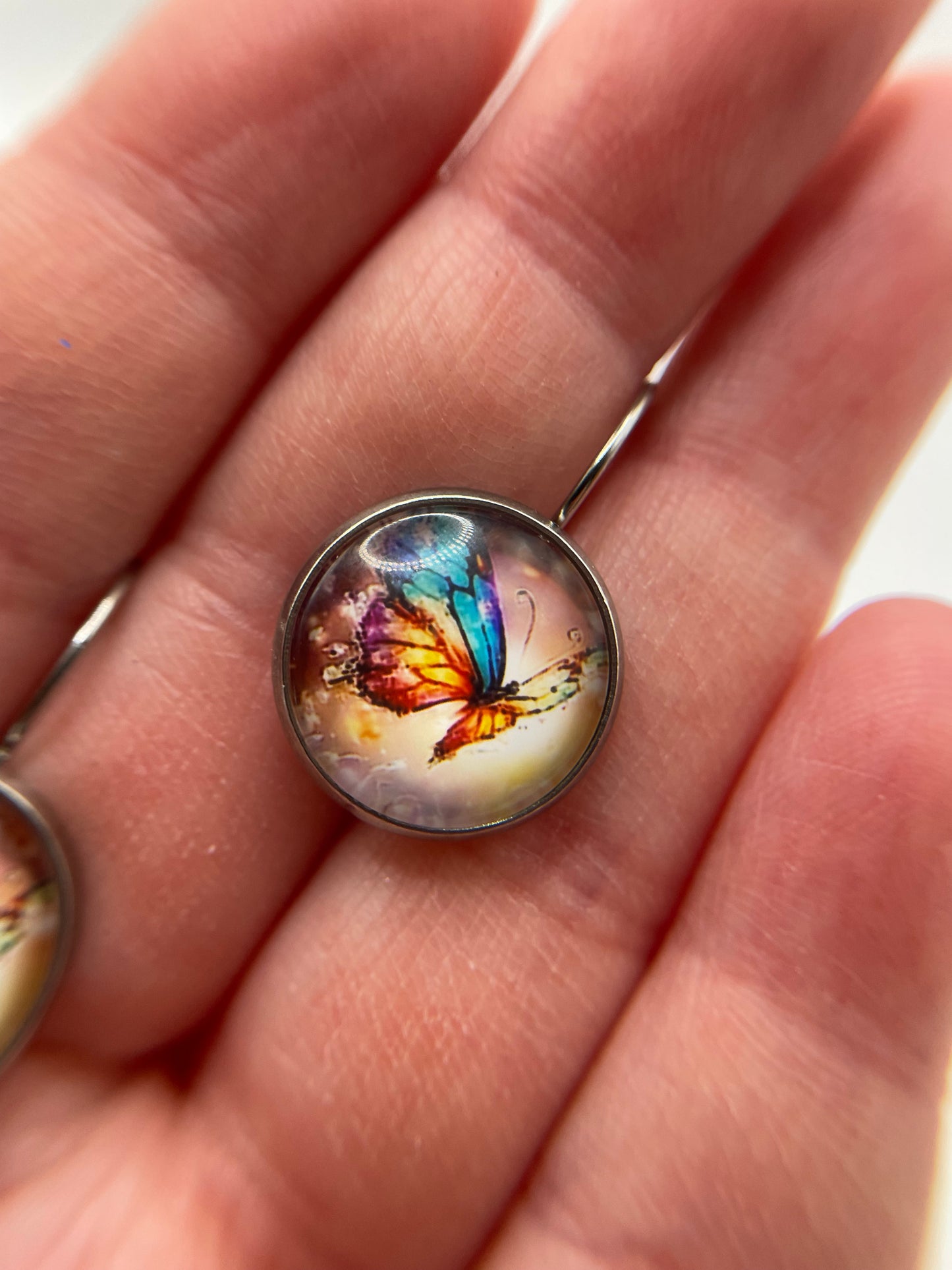 Colourful Butterfly Leverback Earrings – Stainless Steel +Nickel Free