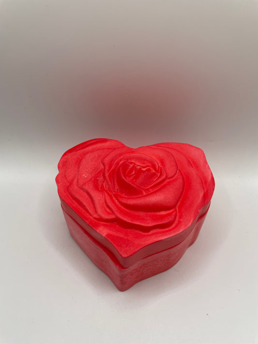Heart-Shaped Eco-Resin Container with Rose Lid