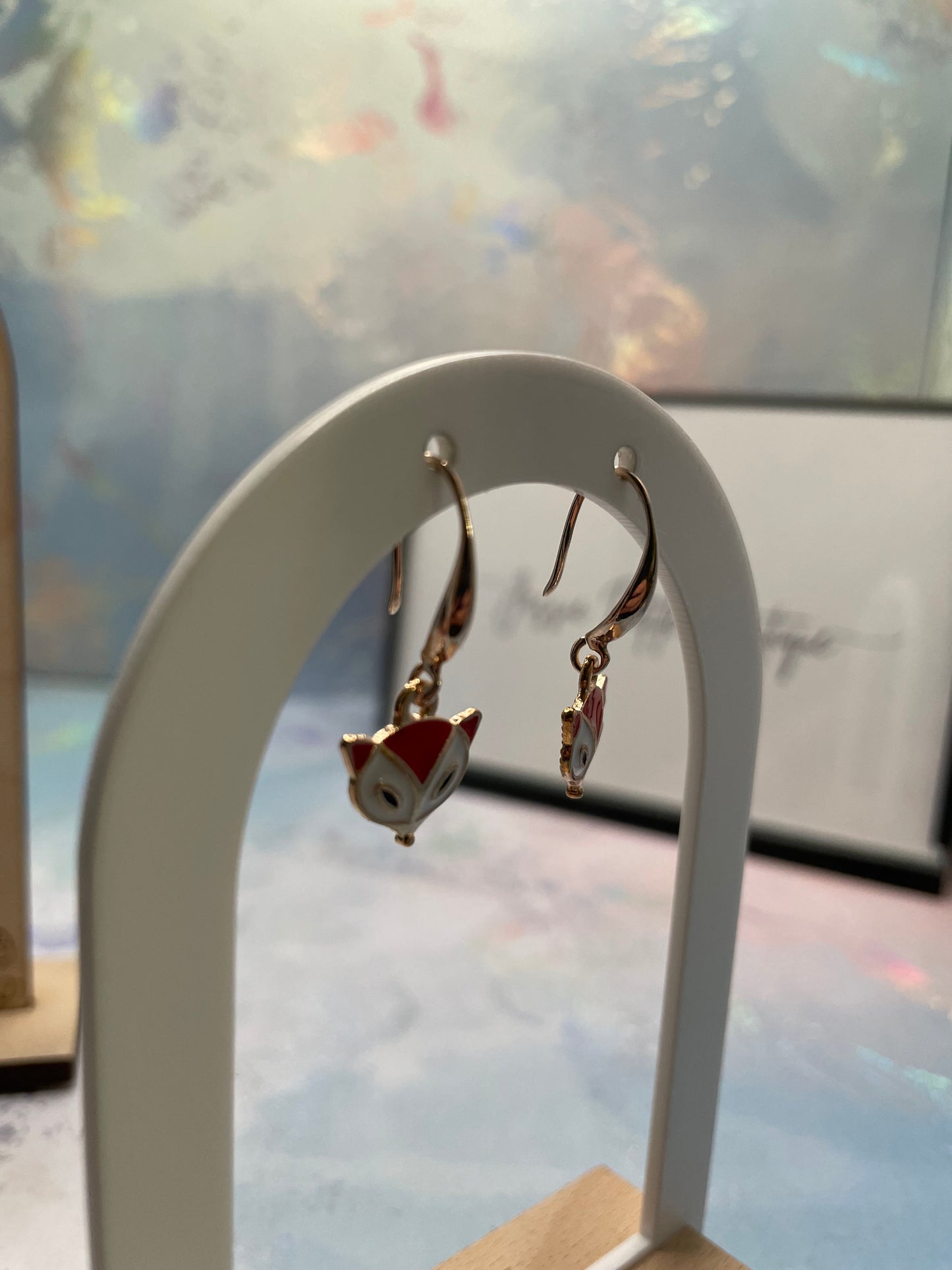 Boucles d'oreilles adorables face de renard