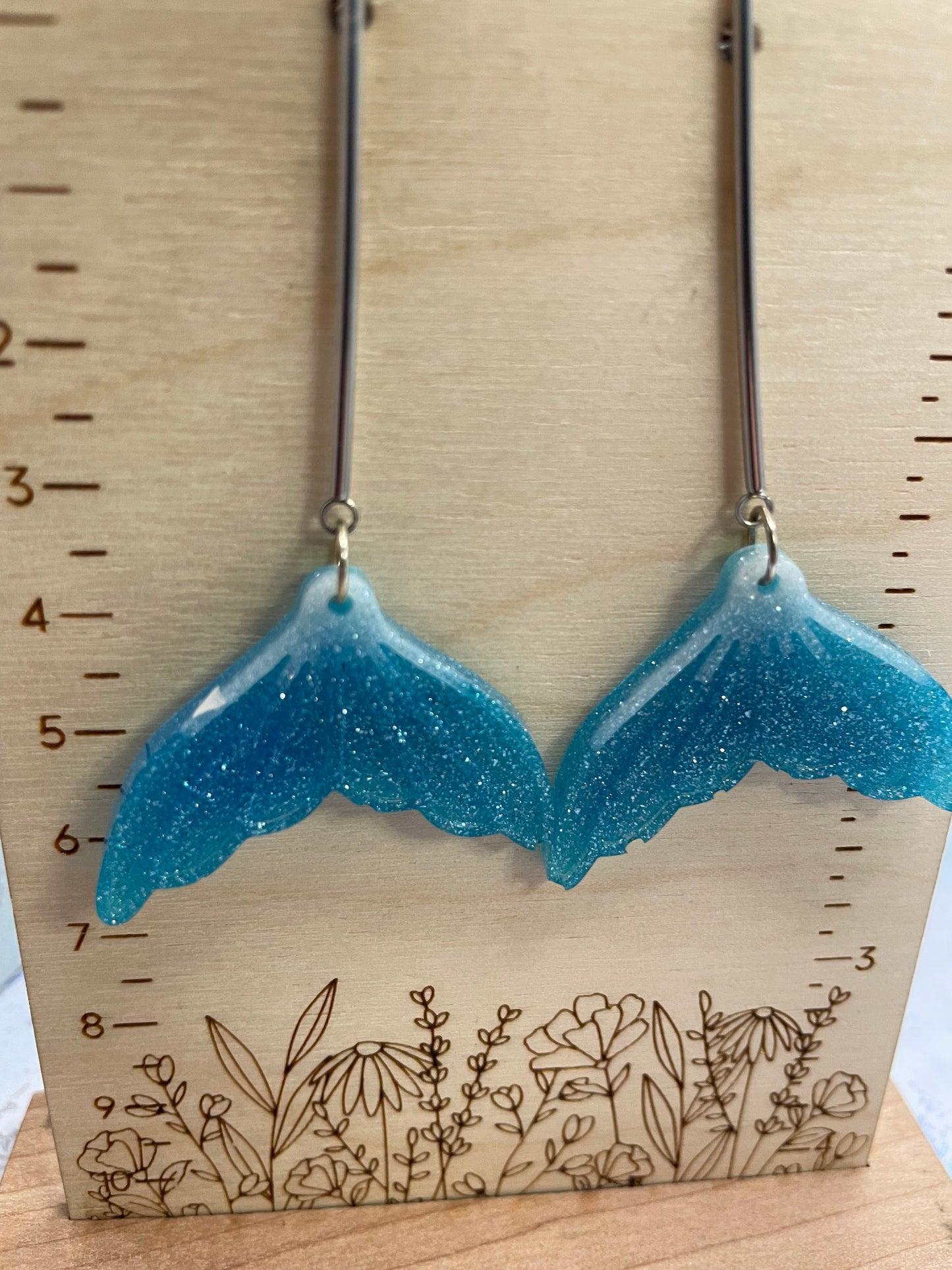 Sparkly Blue Mermaid Tail Dangle Earrings – NICKEL FREE