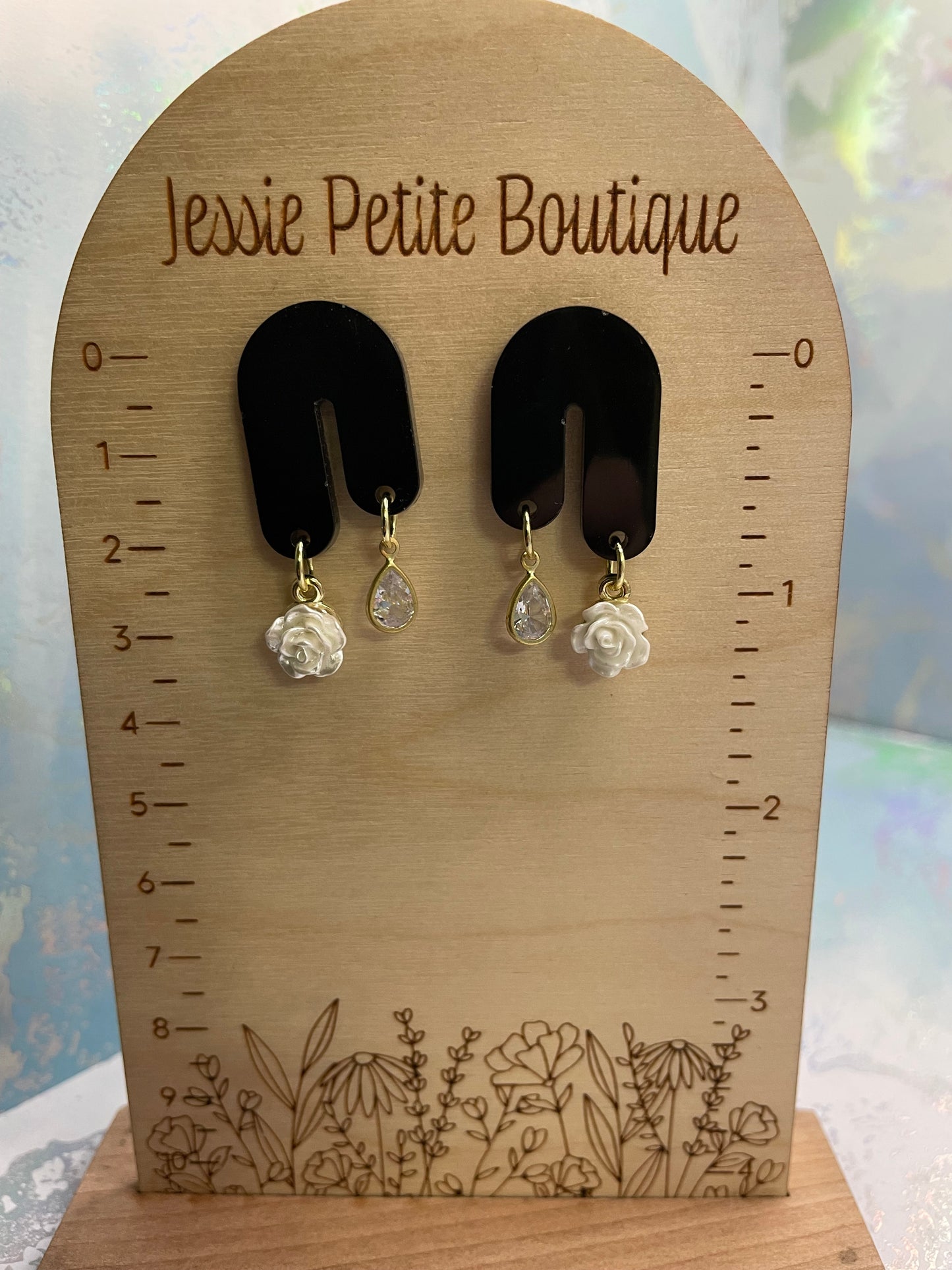 Audrey: Zircon+Rose Earrings