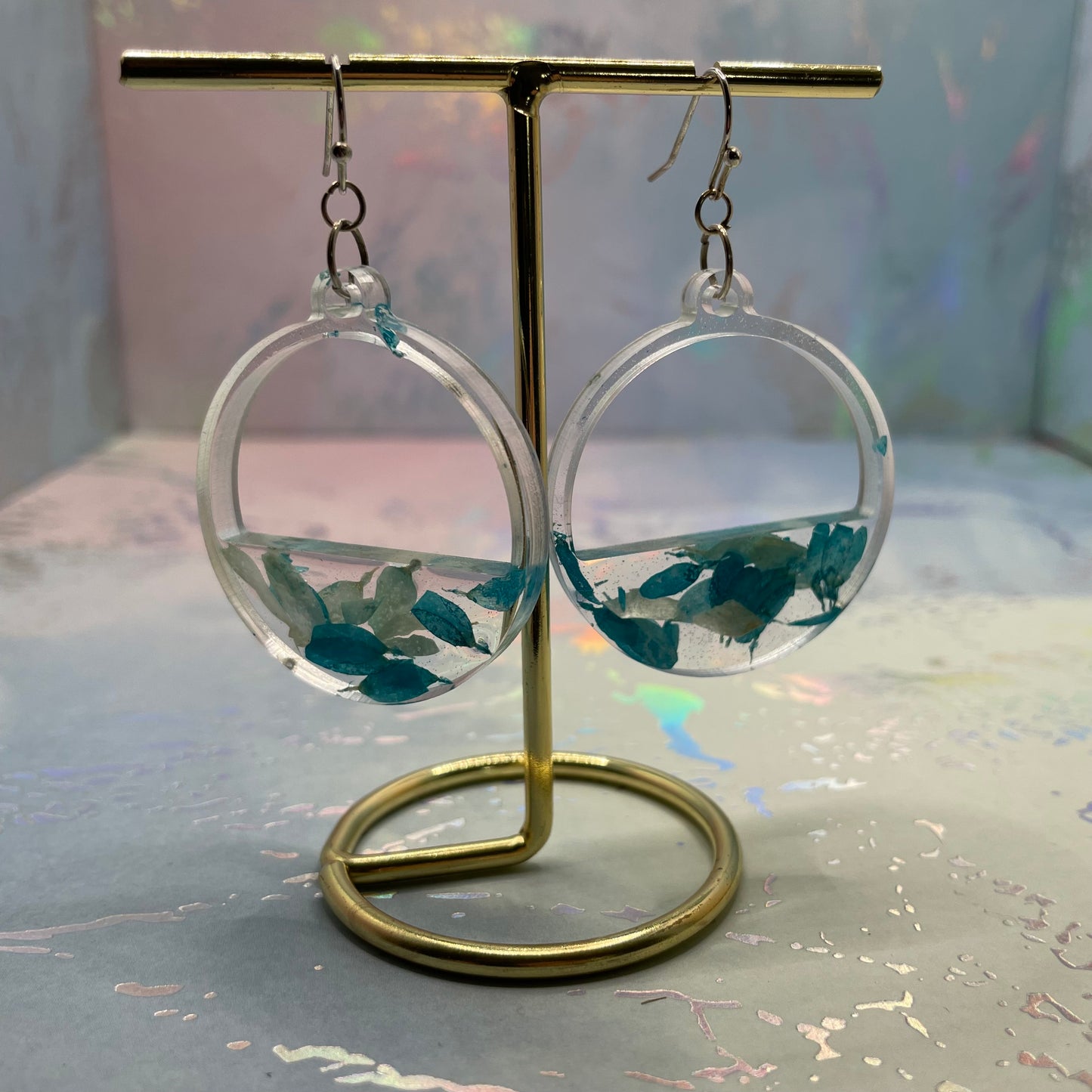 Horizon : Boucles d'oreilles pétales de fleurs bleues