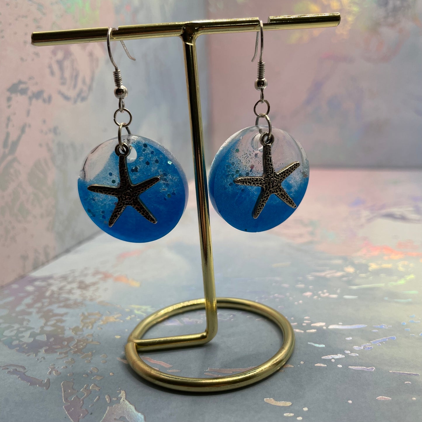 Starfish On Ocean Earrings