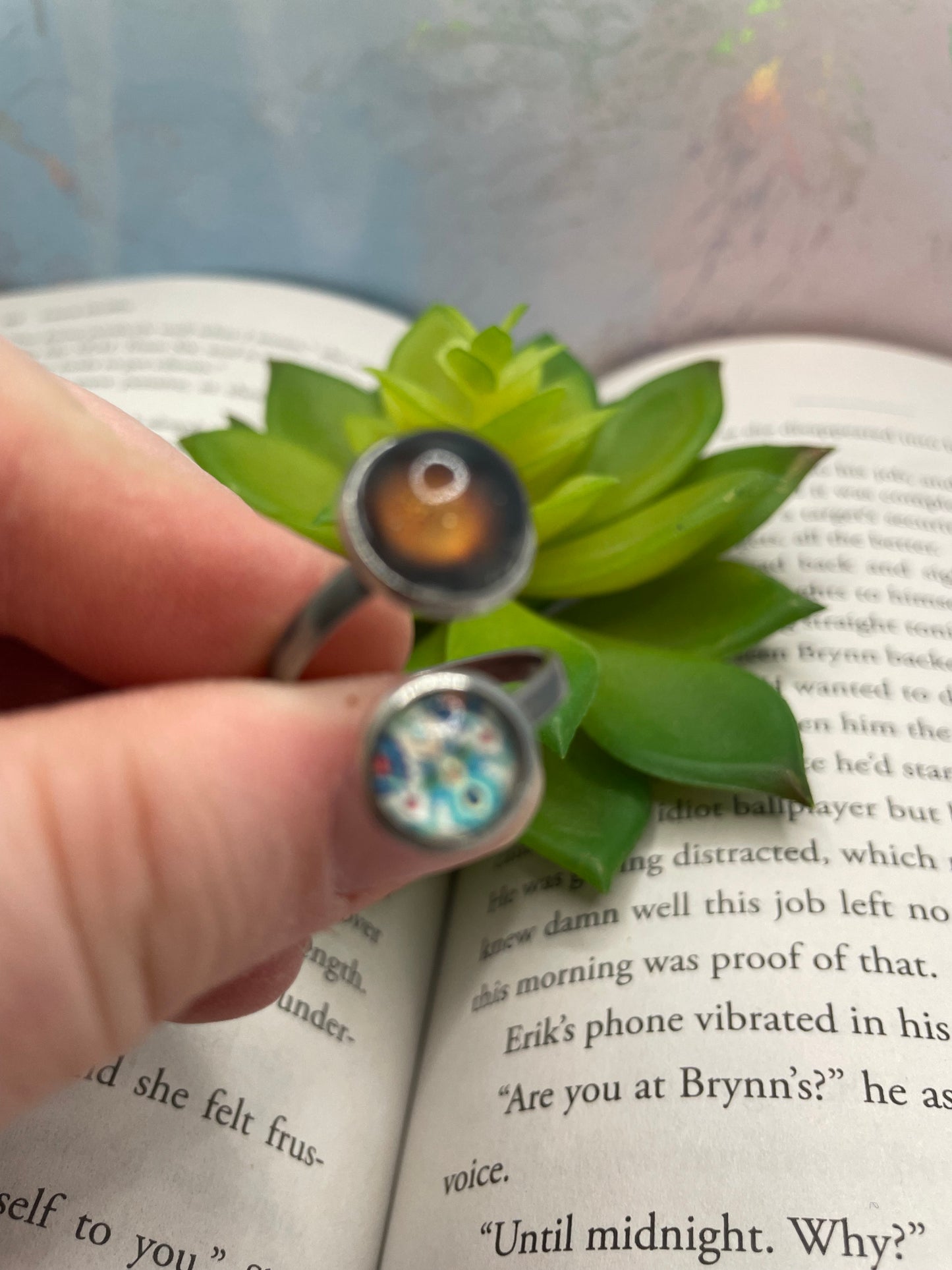 Mood Double Cabochon Ring – Stainless Steel (Adjustable)