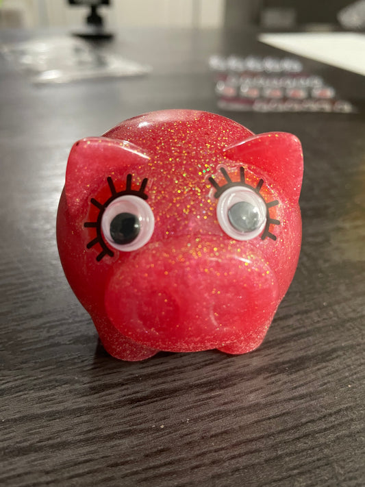 Sparkly Resin Pig Figurine