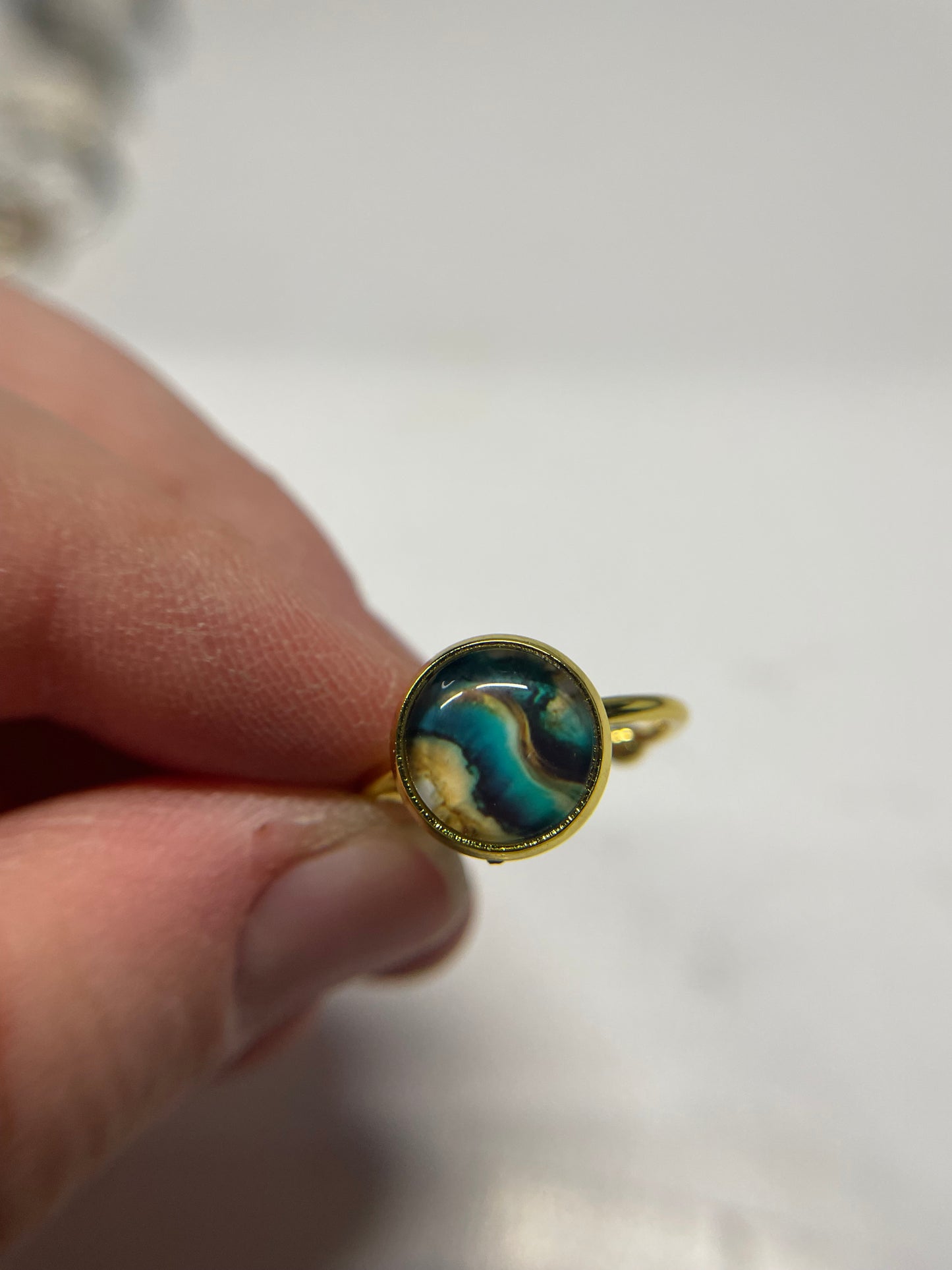 Adjustable Marble Cabochon Rings – Stainless Steel