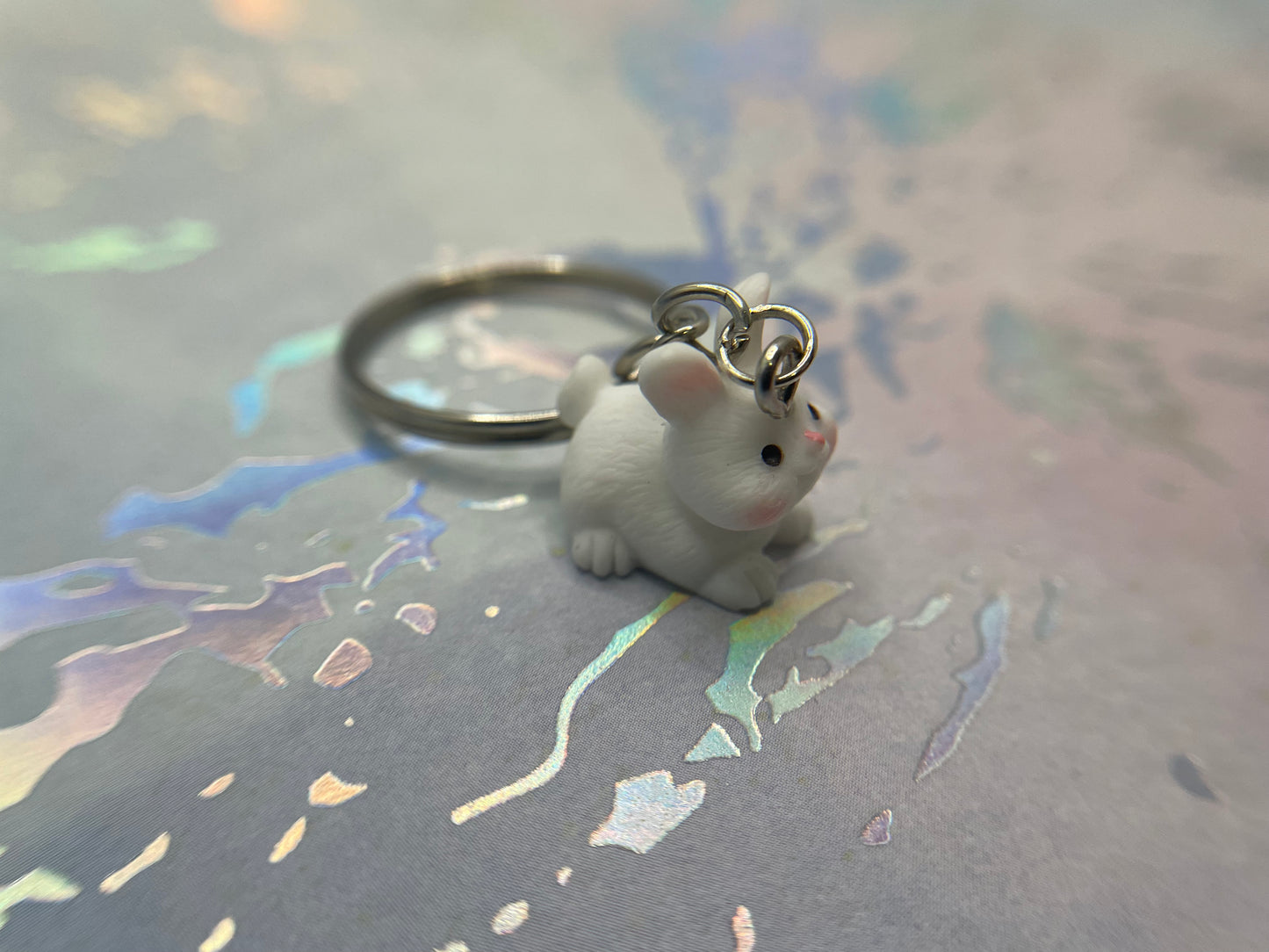 Porte-clés lapin blanc