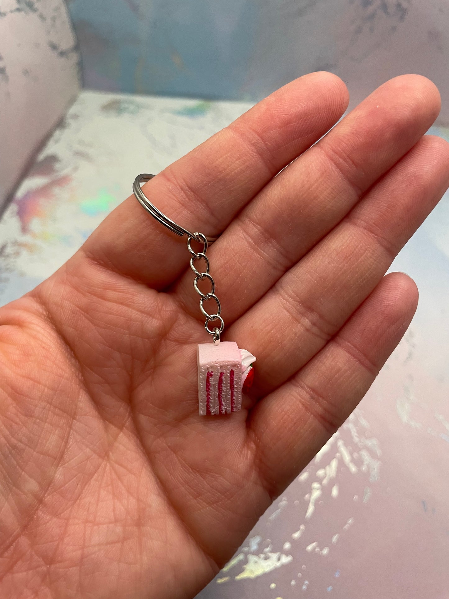Strawberry Cake Slice Keychain