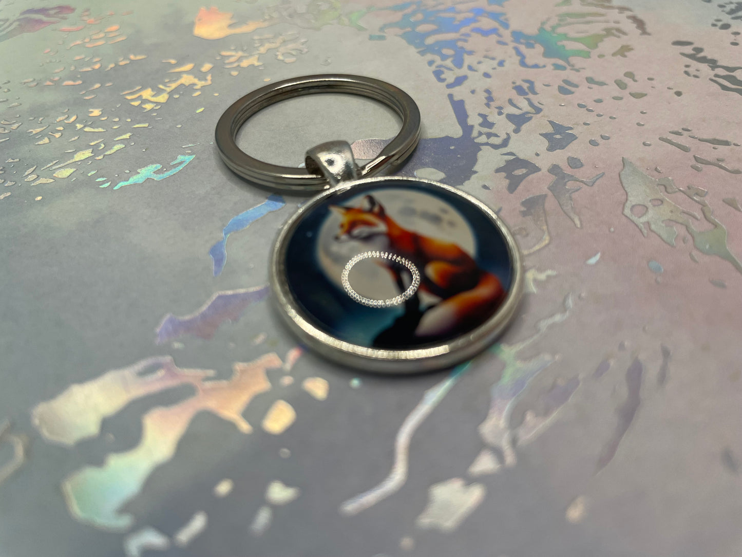 Fox Keychain – Silver Bezel