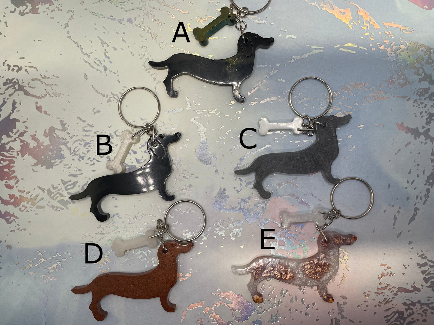 Wiener Dog & Bone Keychain