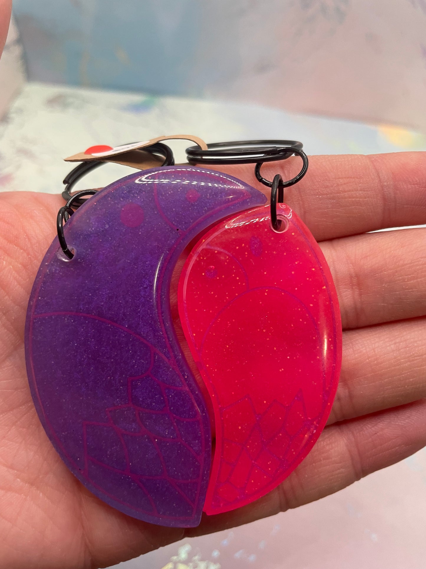 Matching Bird Keychain Set – Handmade Resin