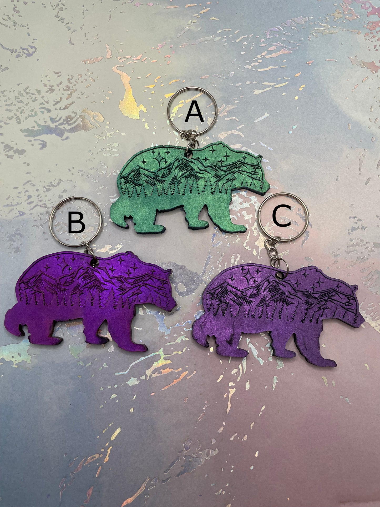 Bear & Mountain Resin Keychain