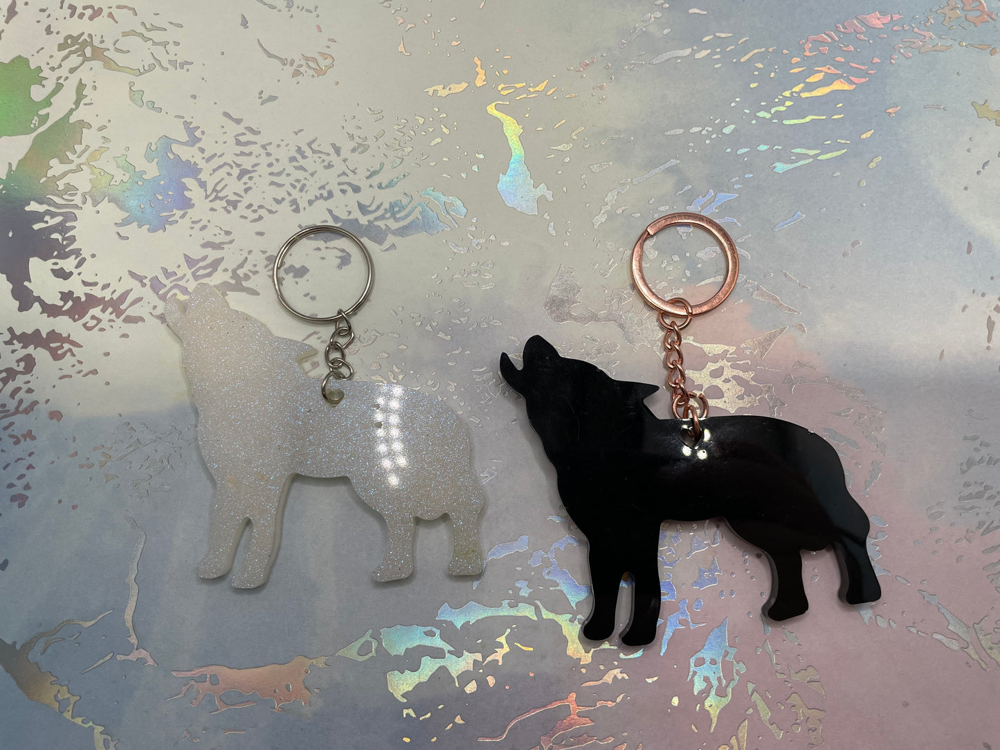 Wolf Silhouette Resin Keychain