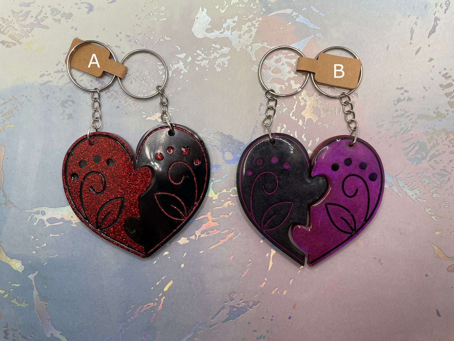 Matching Big Heart Keychain Set