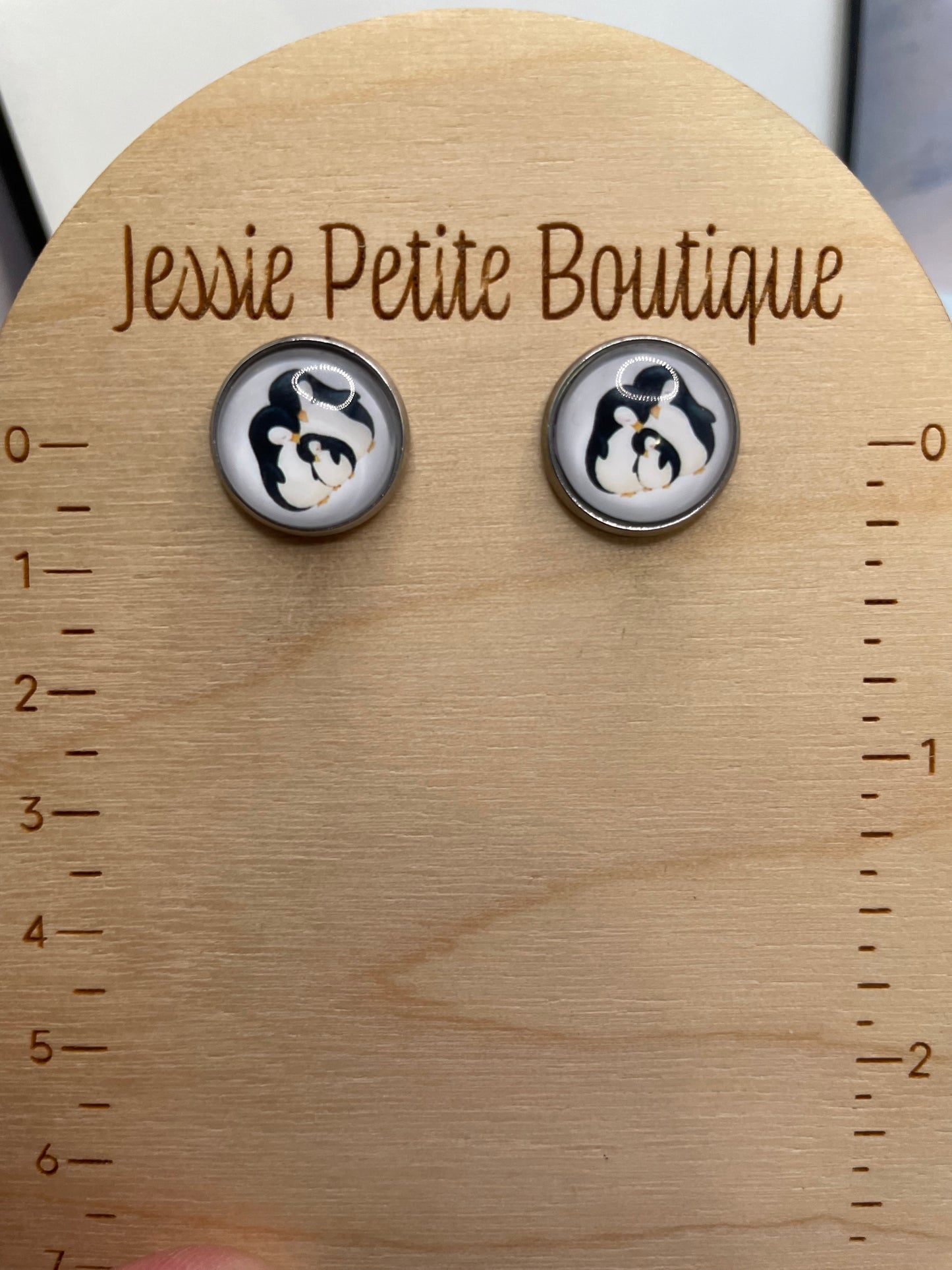 Penguin Family Stud Earrings-Stainless Steel+Nickel Free