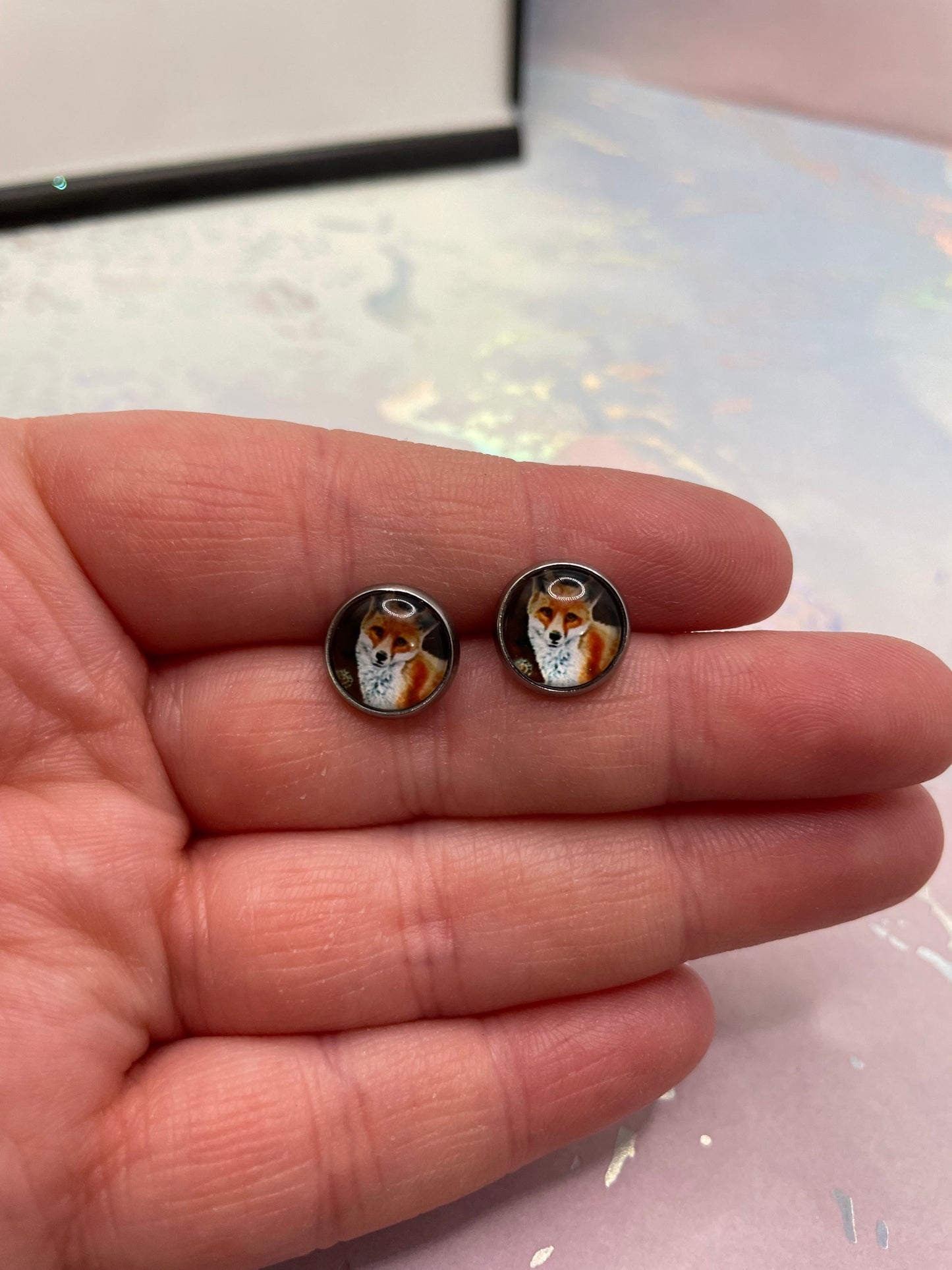 Fox Stud Earrings-Stainless Steel+Nickel Free