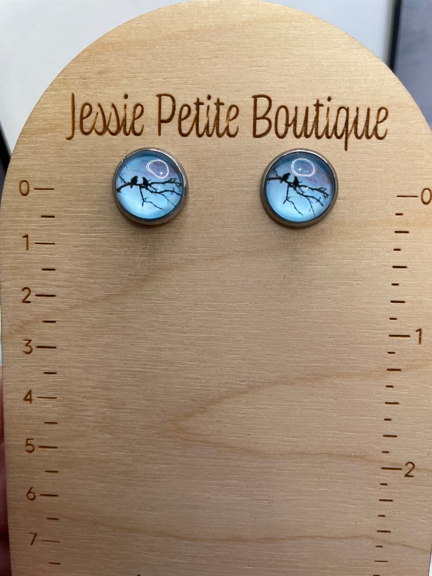 Bird Silhouette Stud Earrings-Stainless Steel+Nickel Free