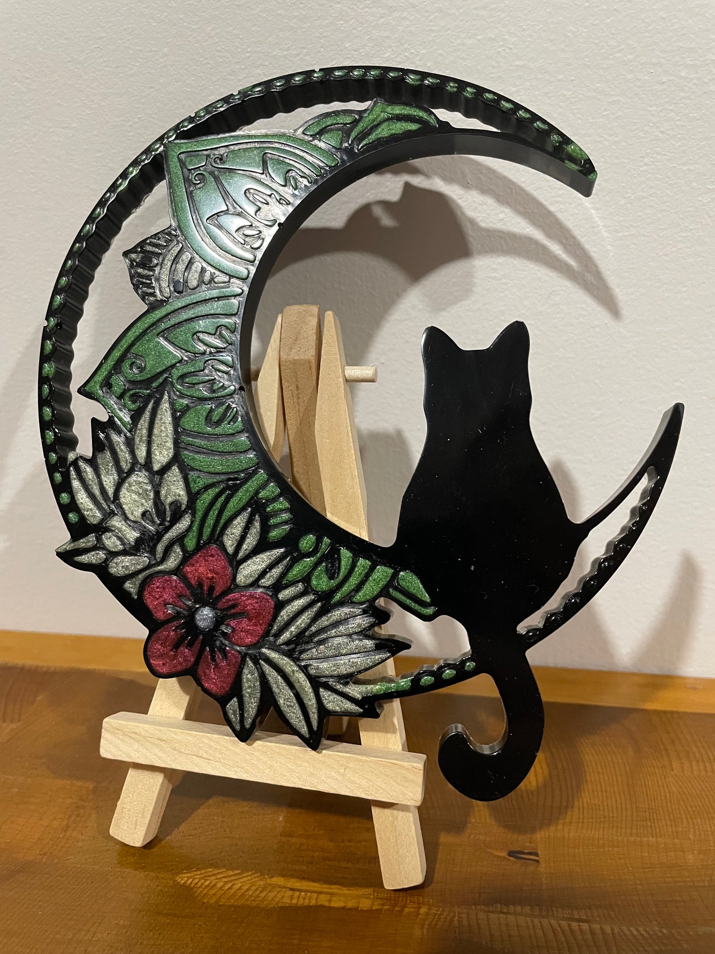 Cat on Floral Moon :Wall Art