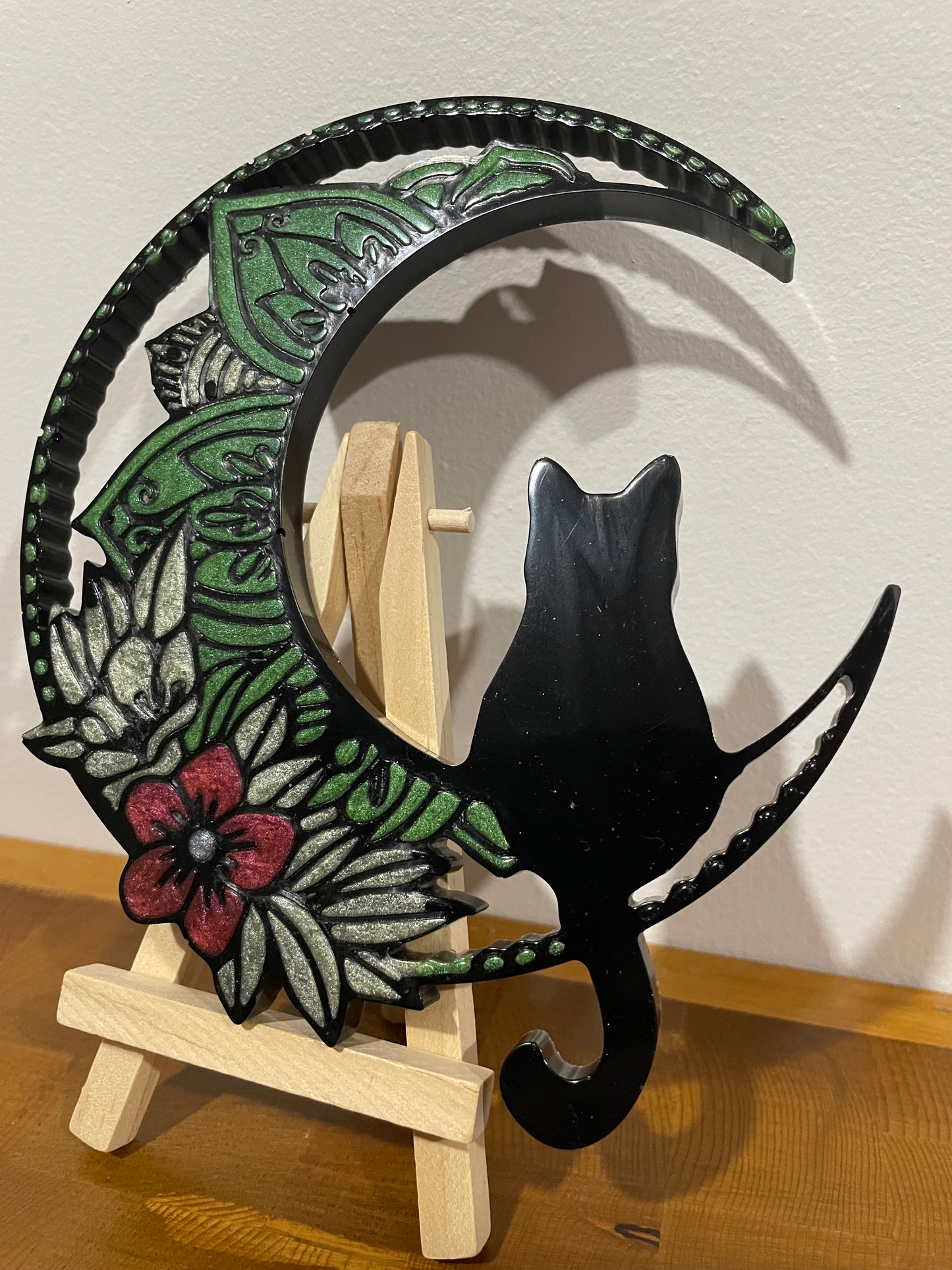 Cat on Floral Moon :Wall Art