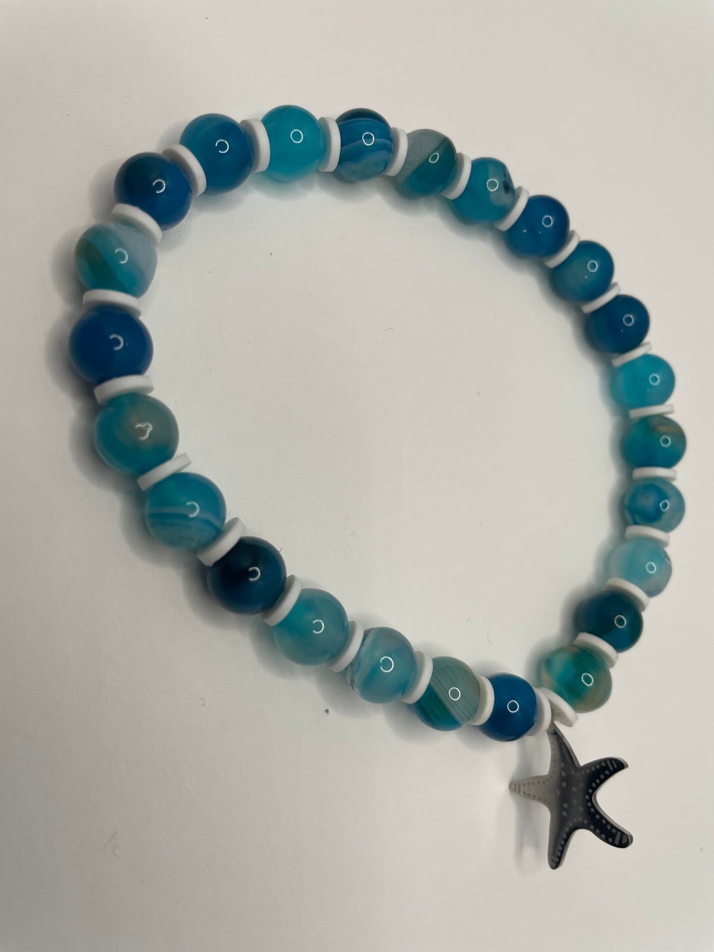 Bracelet Billes Bleues avec Étoile de Mer