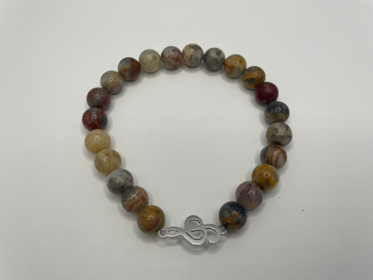 Bracelet Billes Tons Terre + Clé de Sol