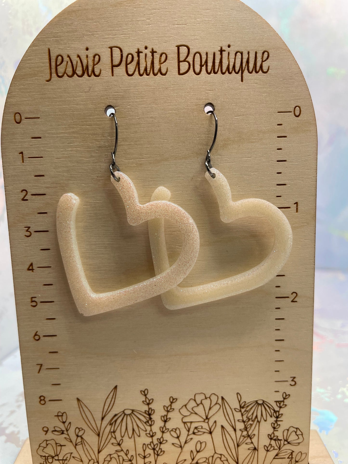 Grosses Boucles d'oreilles cœur blanc scintillant pendant