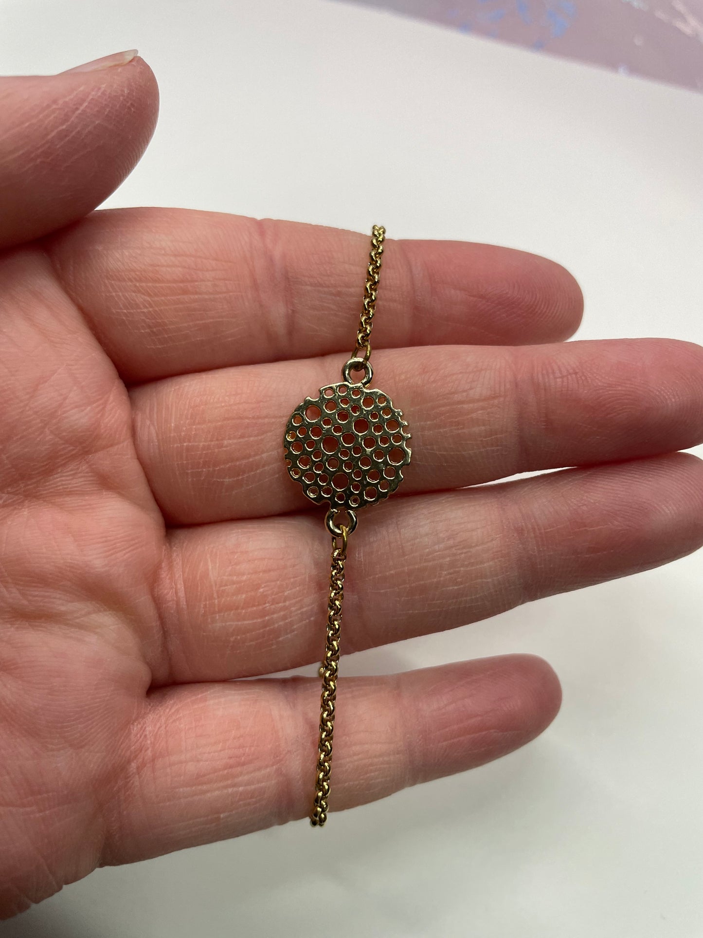 Gold Round Charm Bracelet-Stainless Steel