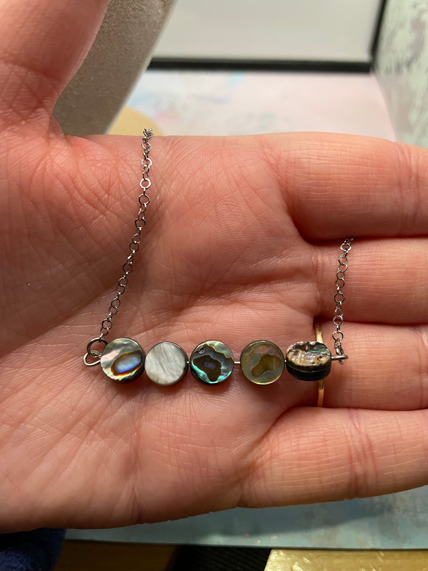 Dark Shell Silver Necklace 18''-STAINLESS STEEL