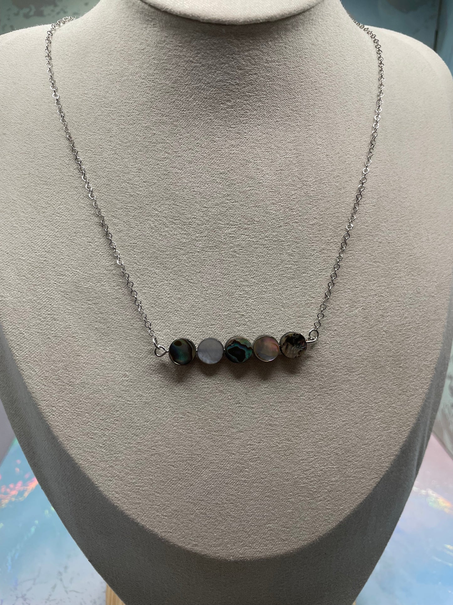 Dark Shell Silver Necklace 18''-STAINLESS STEEL