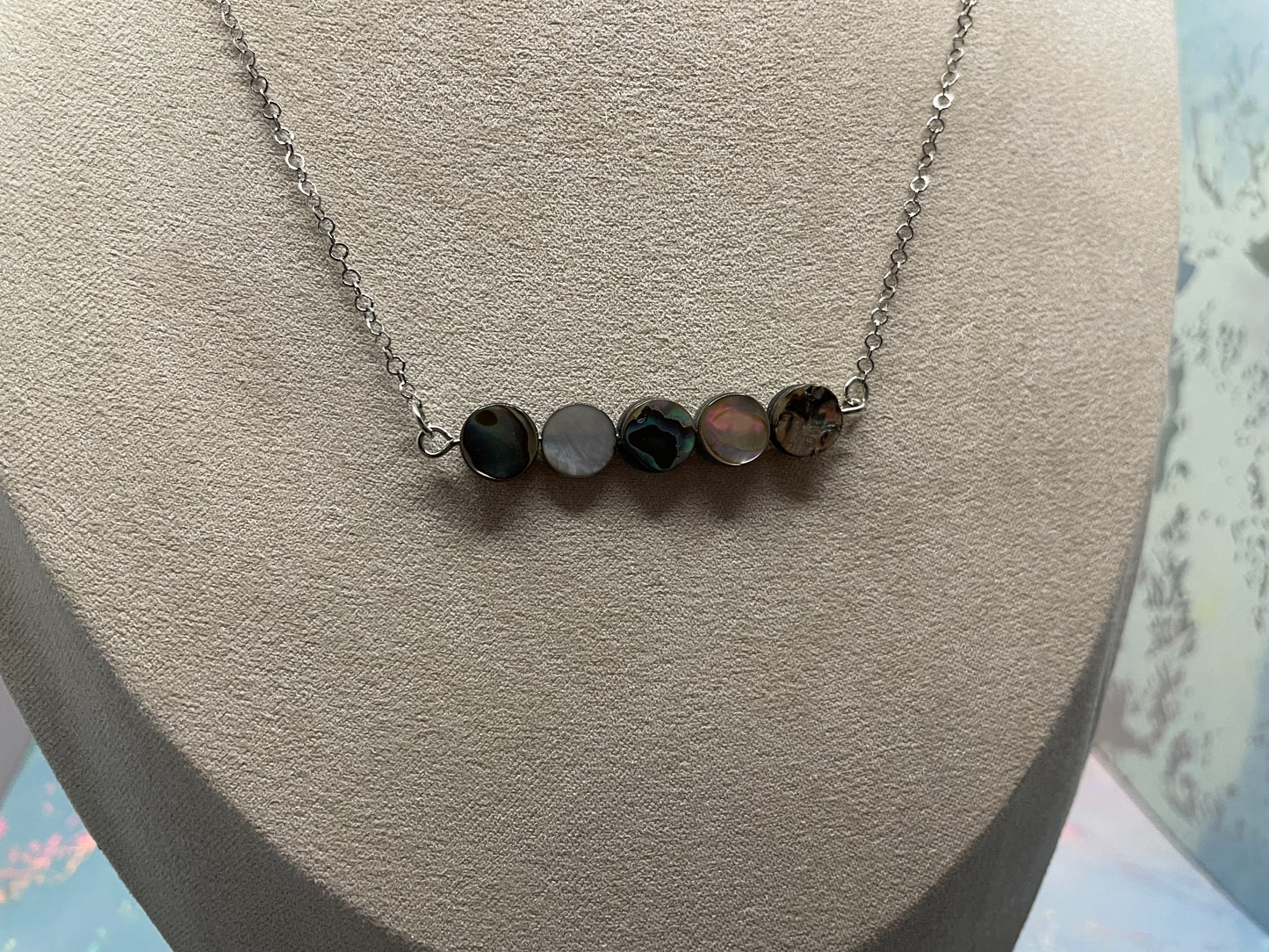 Dark Shell Silver Necklace 18''-STAINLESS STEEL
