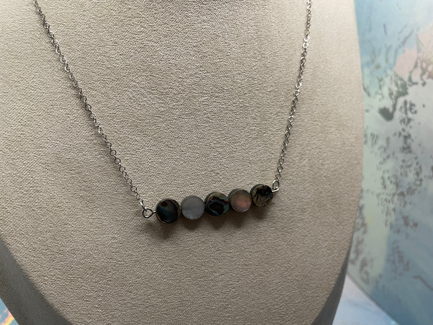 Dark Shell Silver Necklace 18''-STAINLESS STEEL