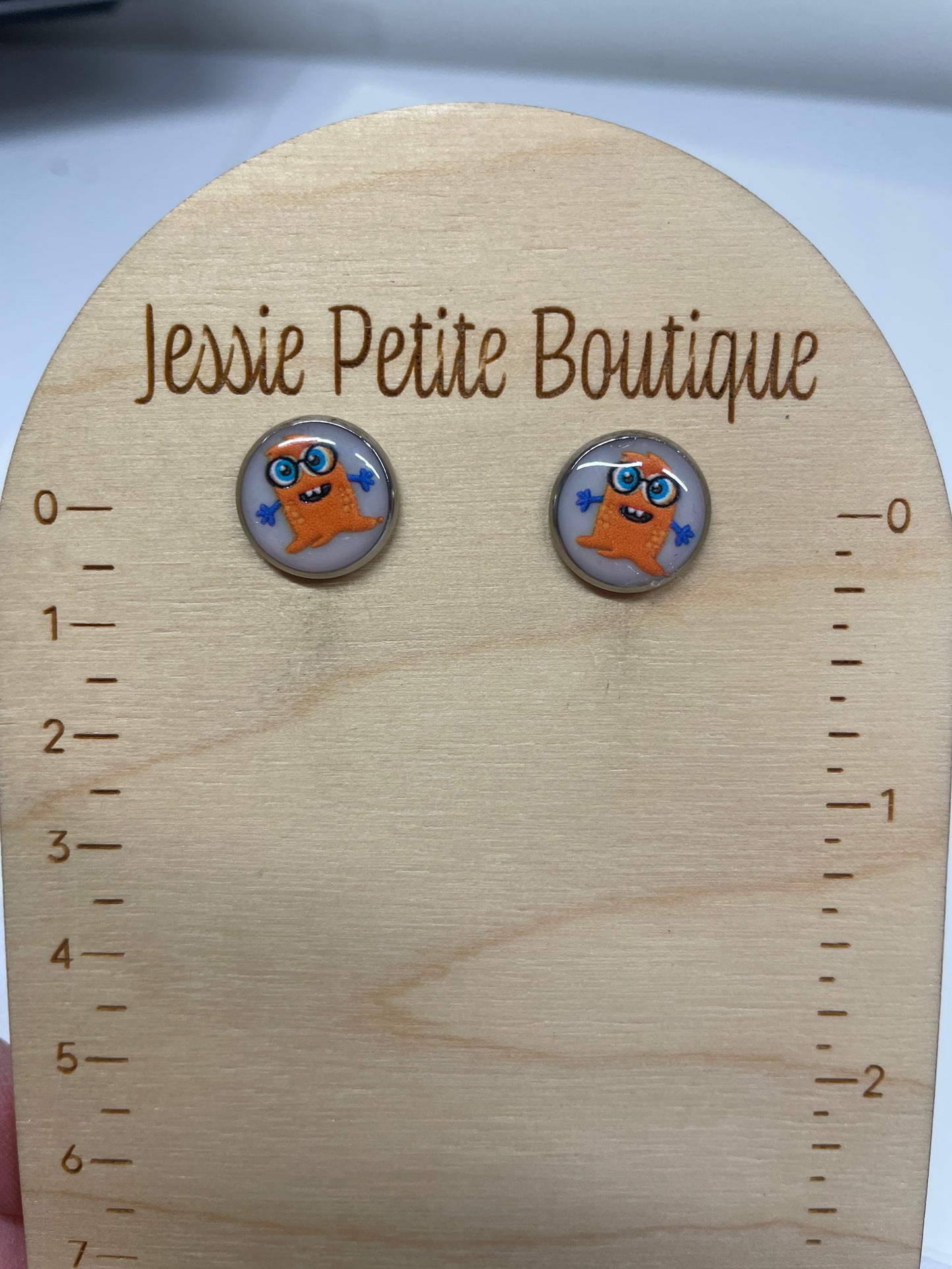 Boutons d'oreille monstre orange-Acier Inoxydable