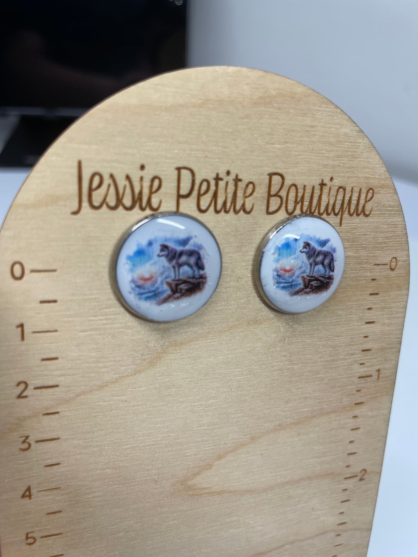 Wolf Stud earrings-Nickel Free+Stainless Steel