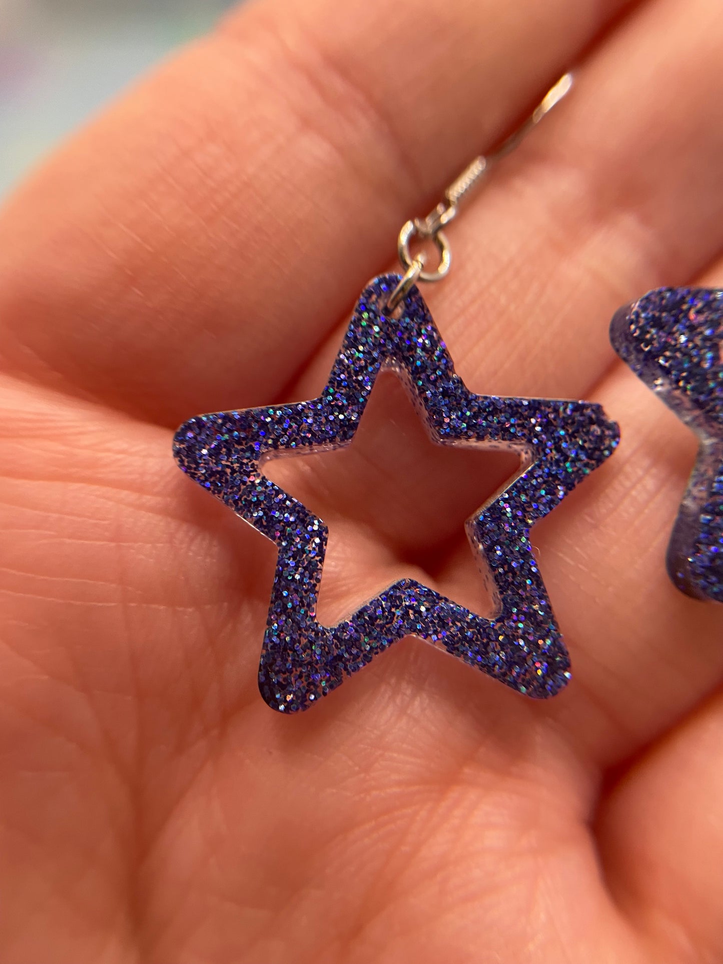 Boucles d'oreilles étoiles bleues scintillantes