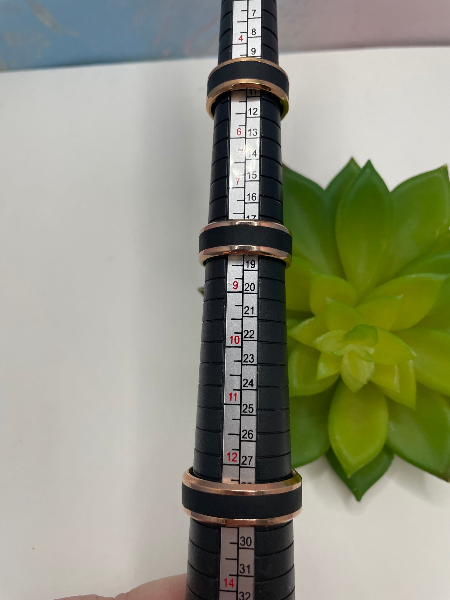 Rose Gold Stainless Steel Ring with Black Polymer Clay Inlay