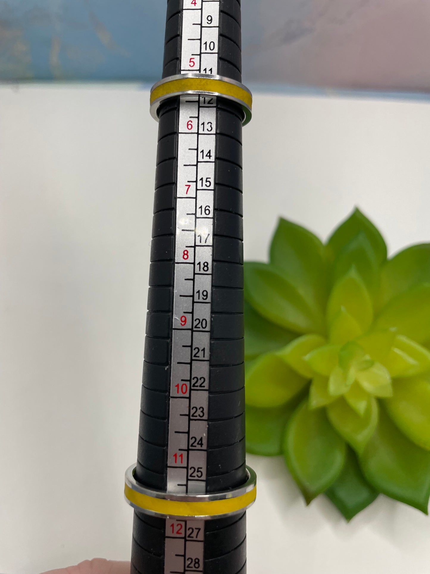 Stainless Steel Ring with Yellow Polymer Clay Inlay