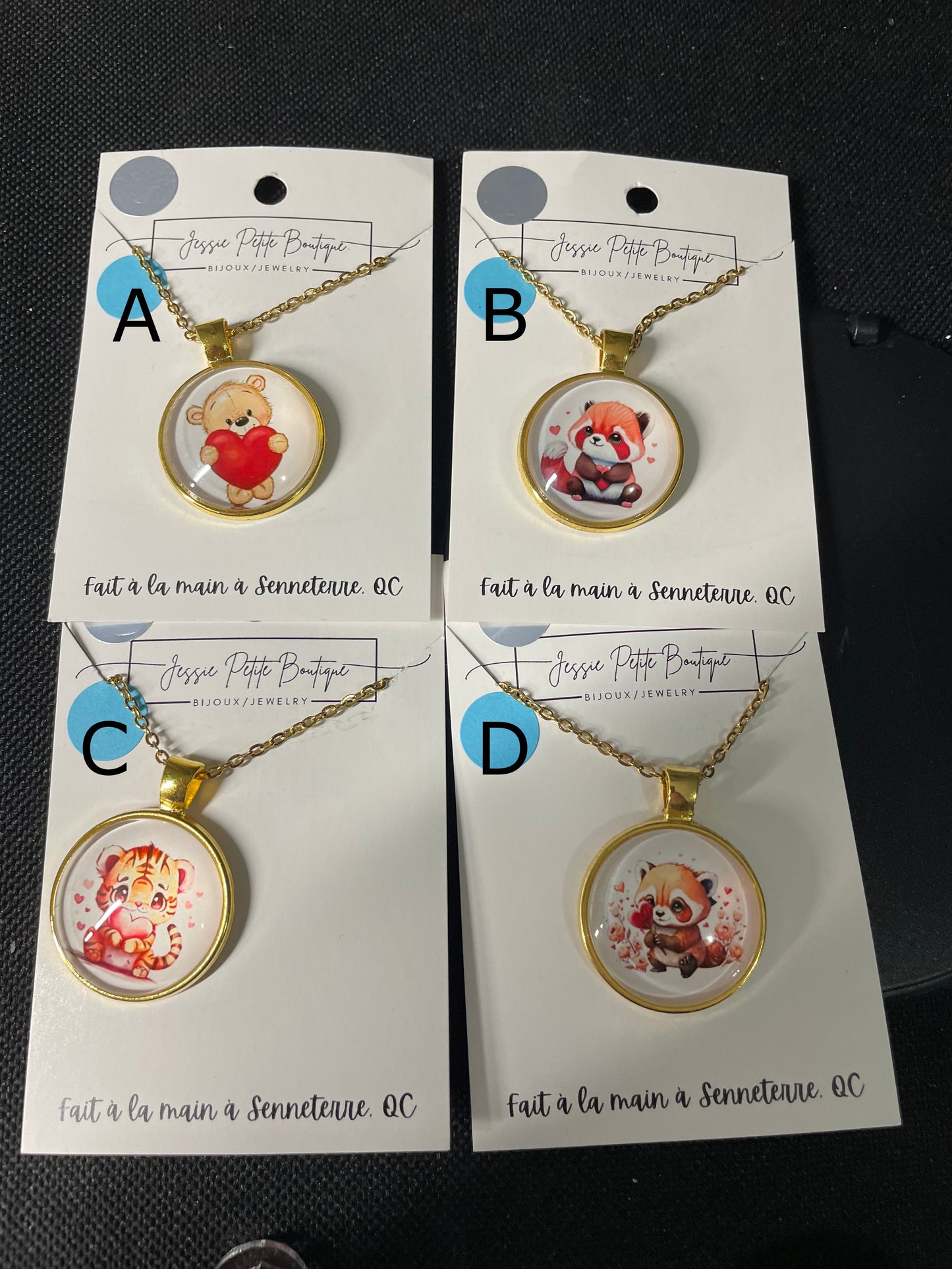 Cute Animal Cabochon Necklace (Gold Finish)