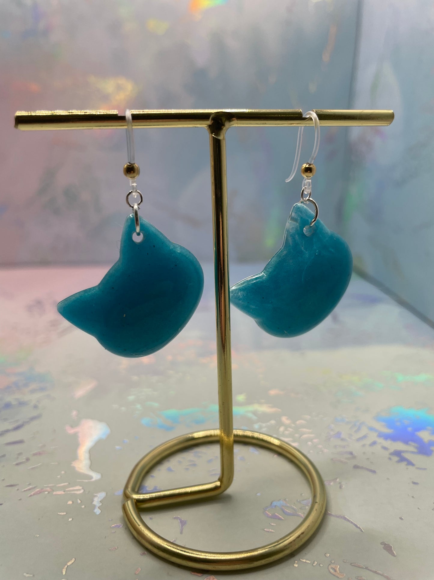Blue Cat Earrings – Hypoallergenic/Plastic Findings