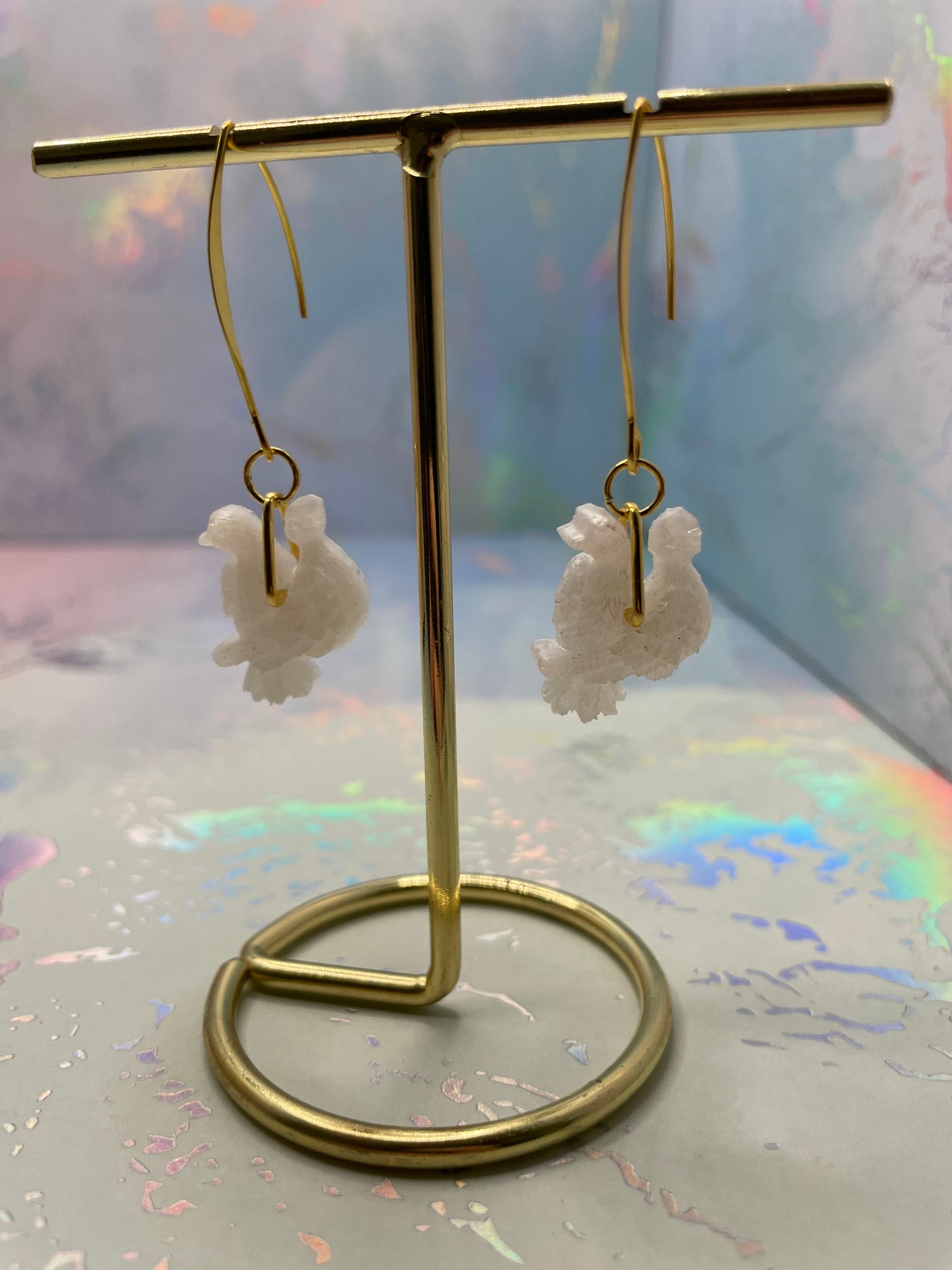 Boucles d'oreilles oiseau blanc amoureux