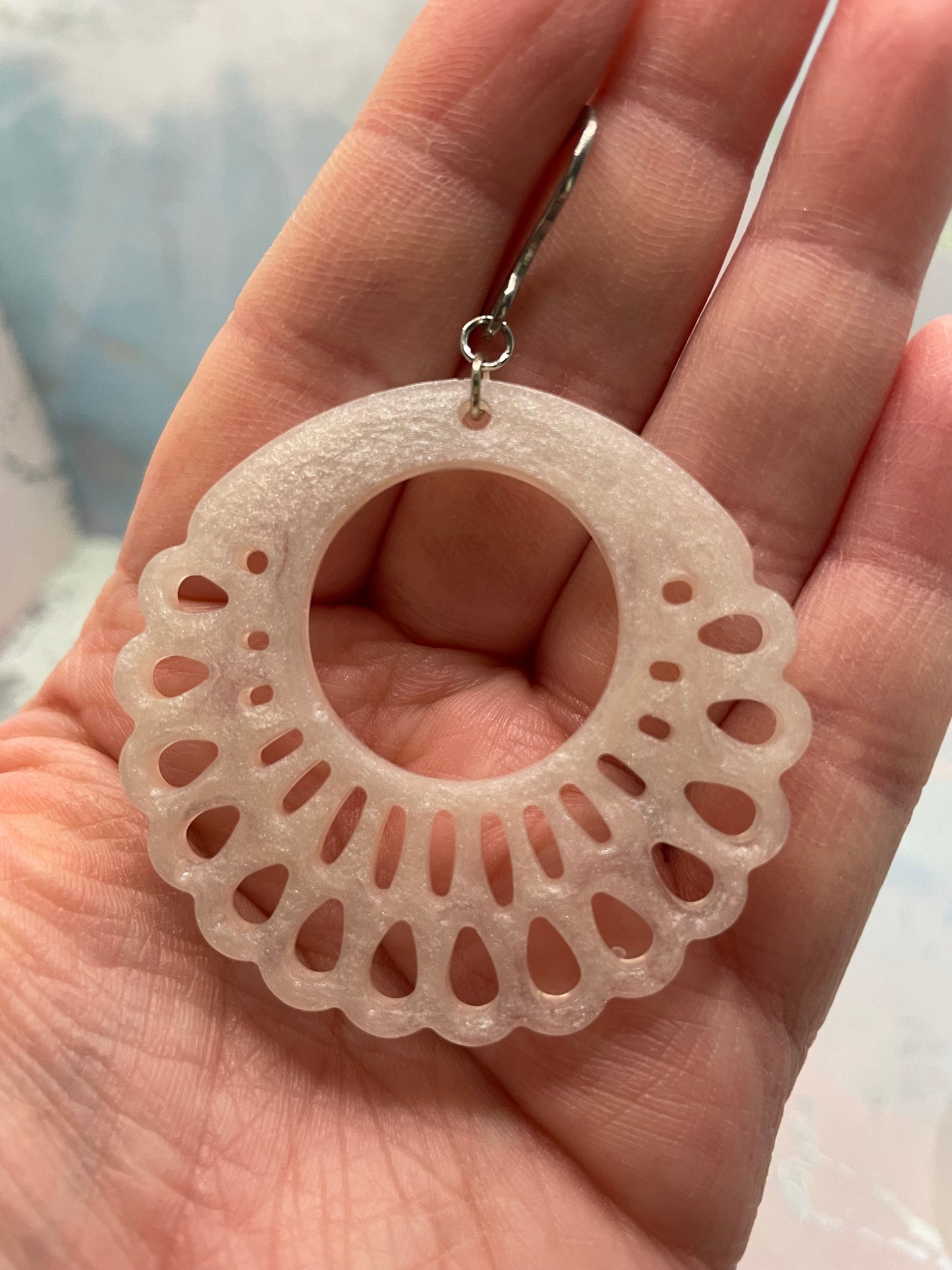 Boucle d'oreille organic blanche-Acier Inoxydable