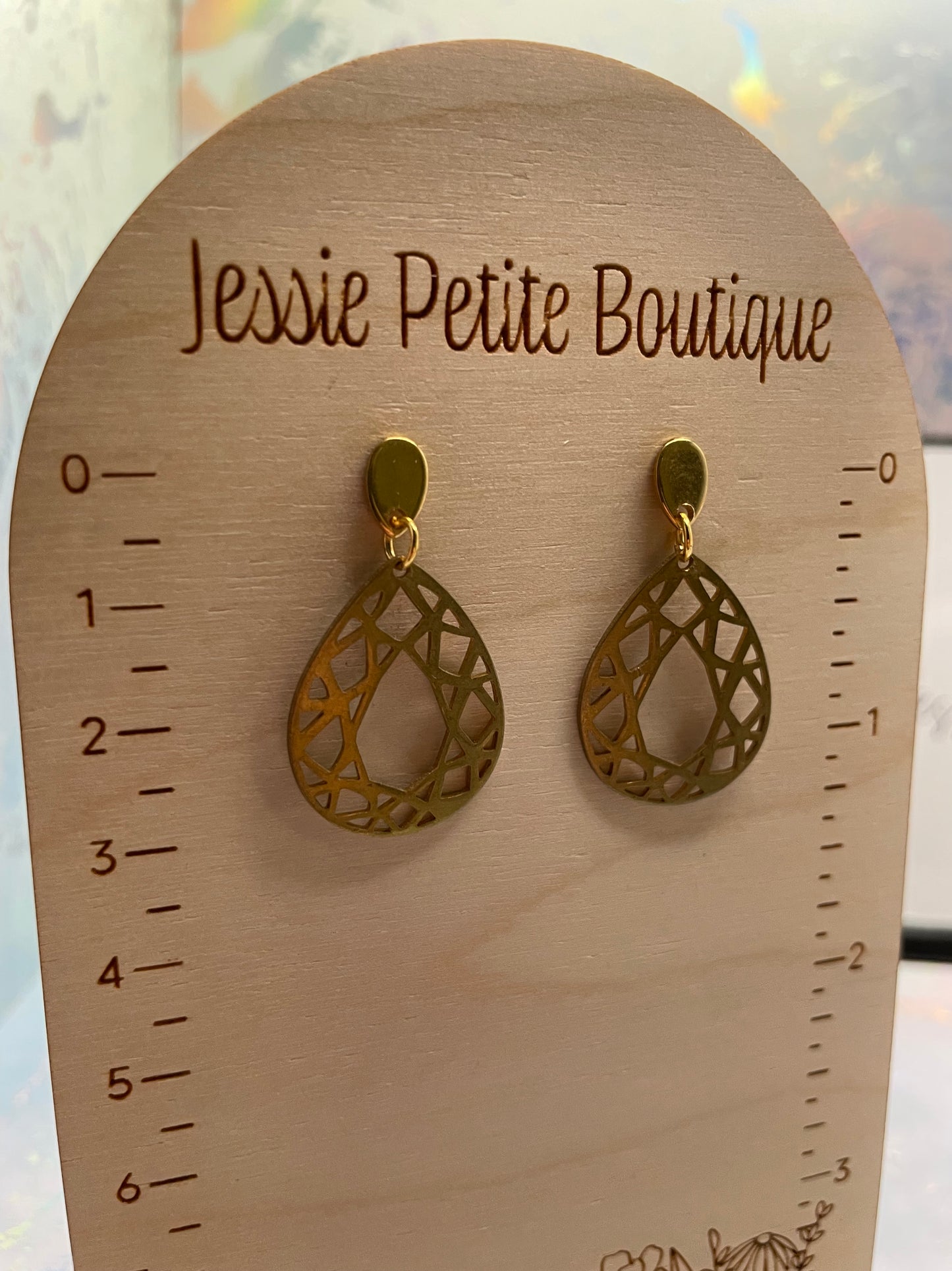 Boucles d'oreilles goutte dorée en laiton– Acier inoxydable