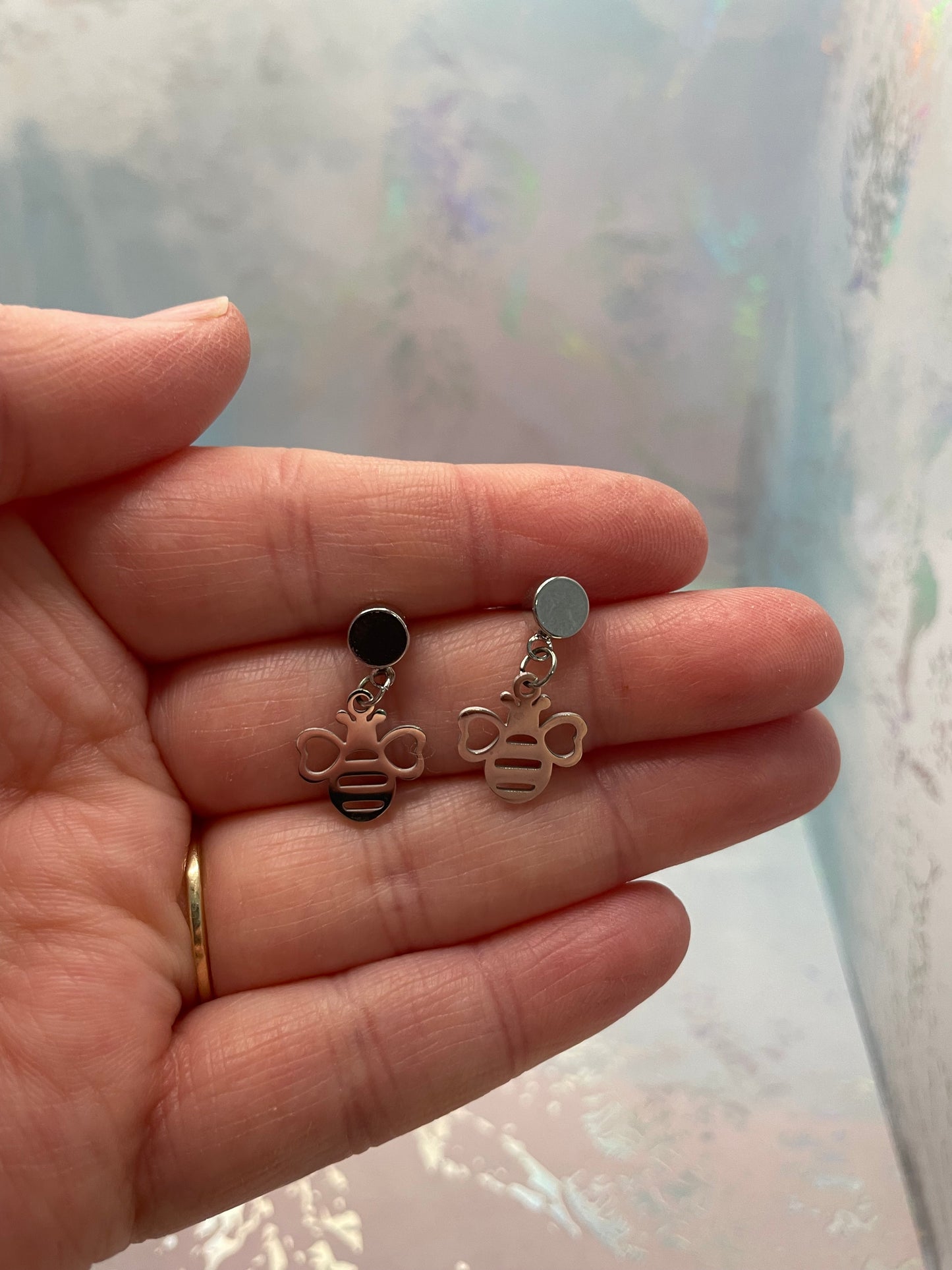 Tiny Silver Bee Stud Earrings