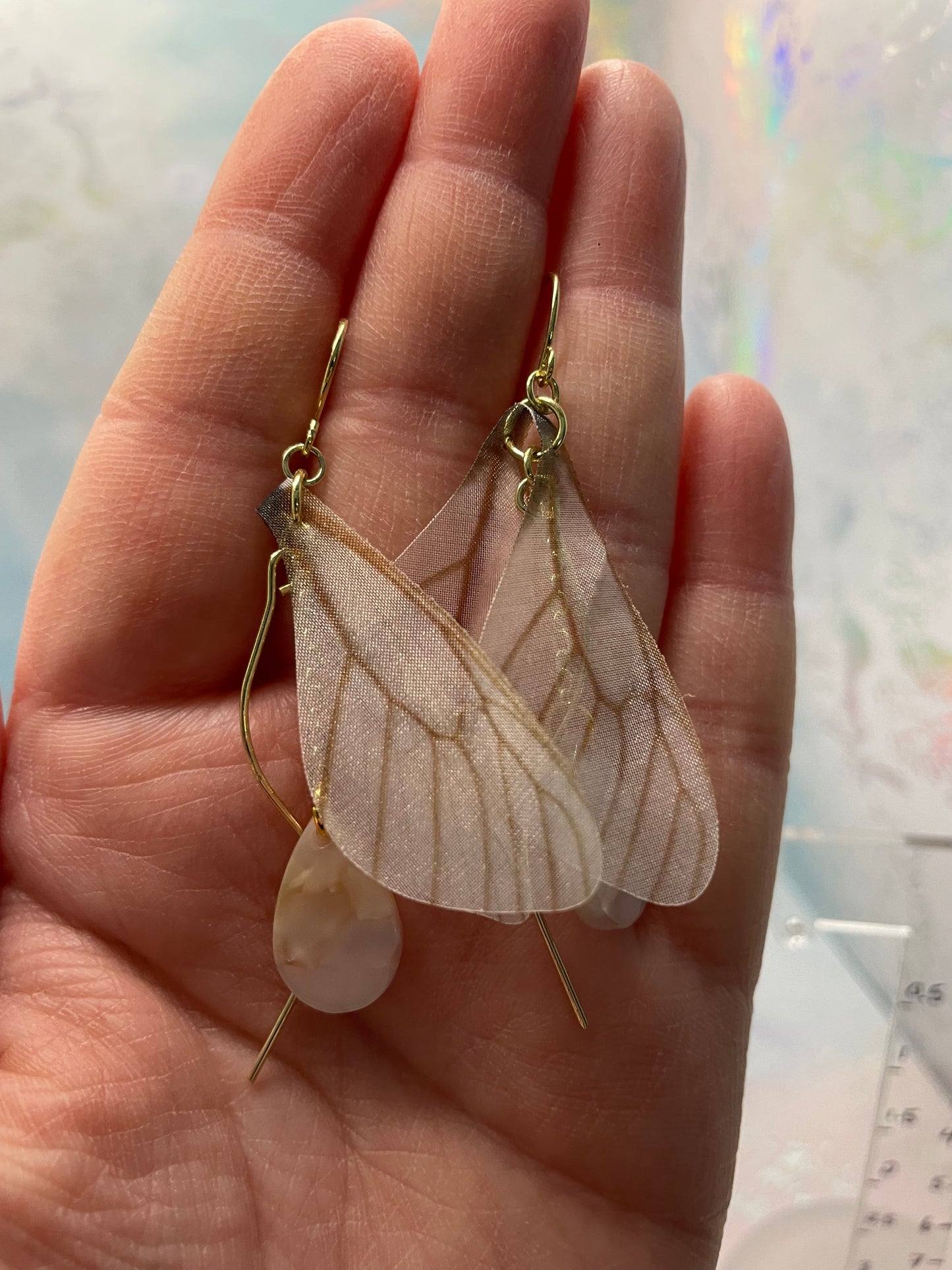 Boucle d'oreille ailes de papillons dorées pendantes-Sans Nickel