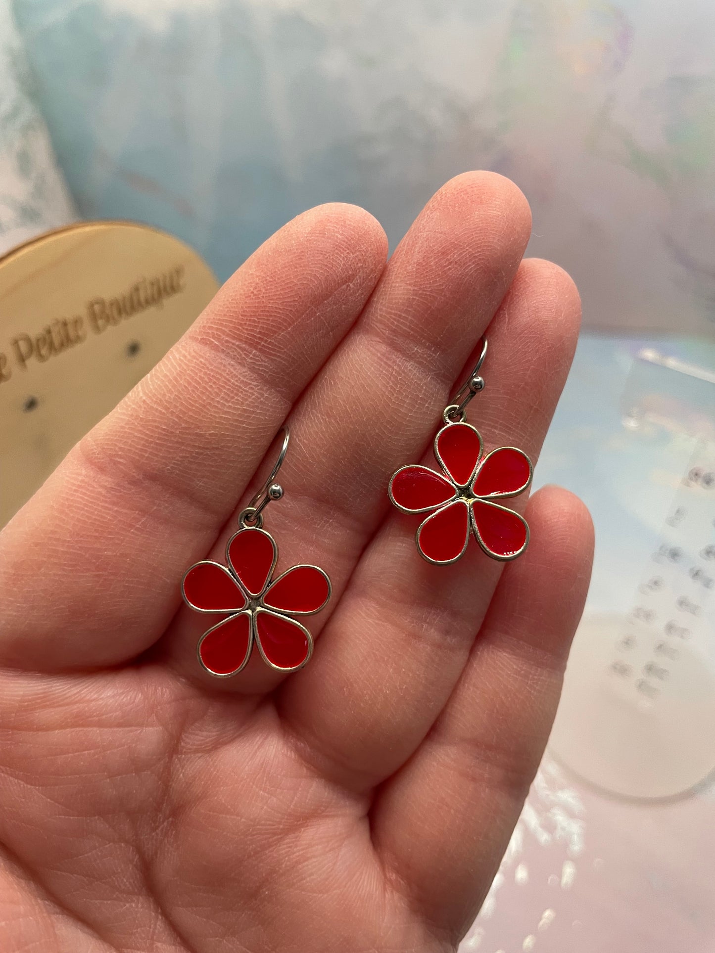 Boucles d’oreilles pendantes fleur –Acier Inoxydable+Sans Nickel