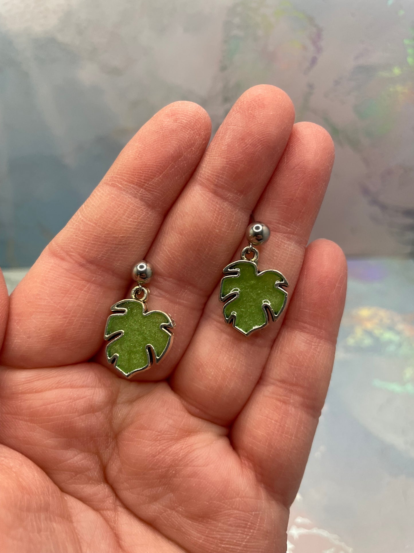 Monstera Leaf Dangle Earrings – Nickel Free