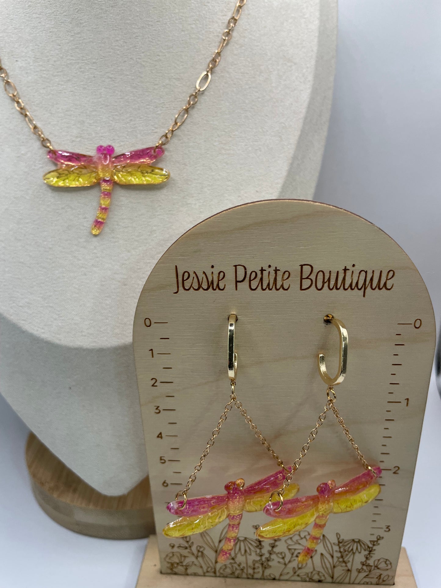 Ensemble Libellule en Rose et jaune- Edition limitée