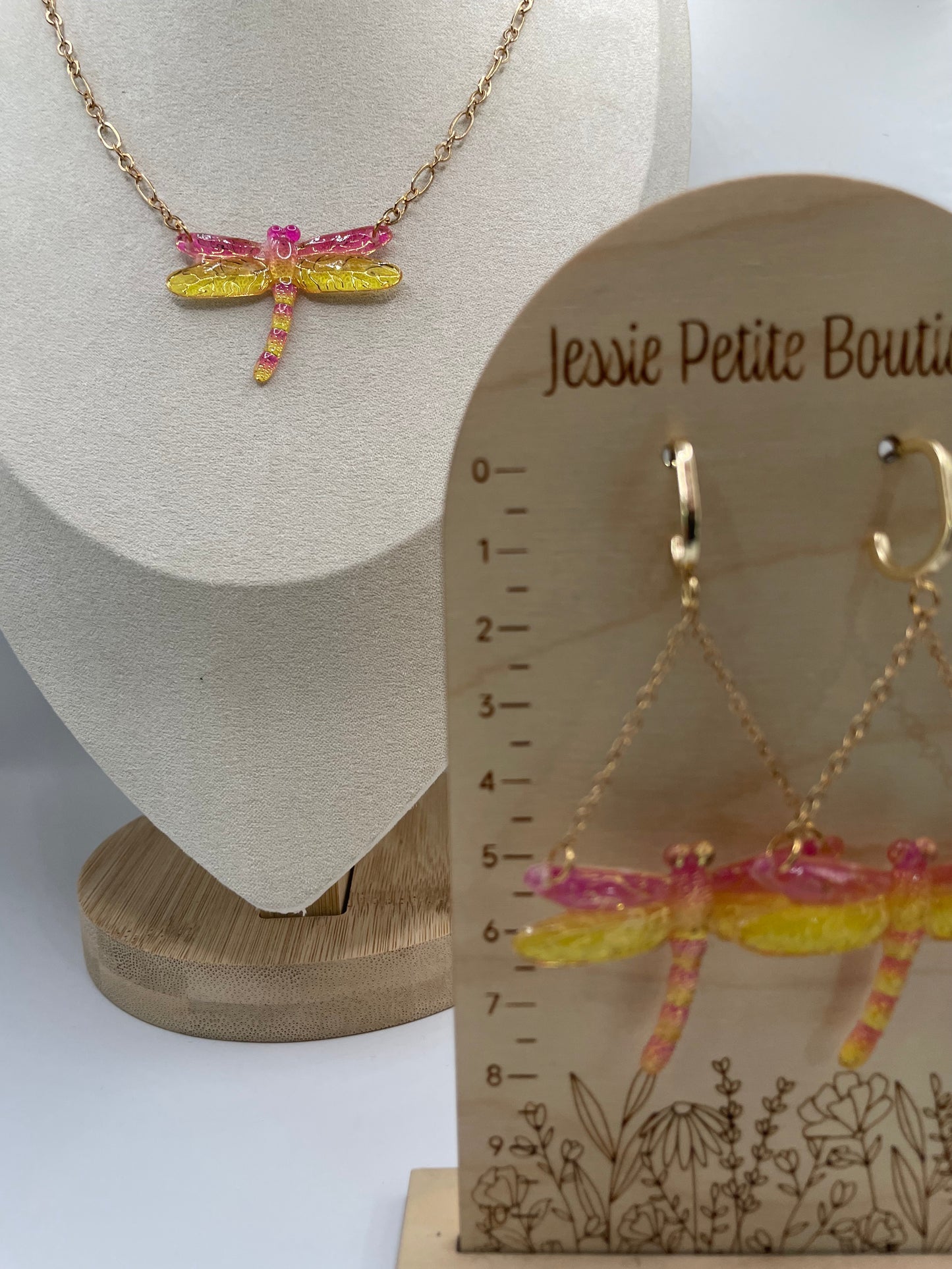 Ensemble Libellule en Rose et jaune- Edition limitée